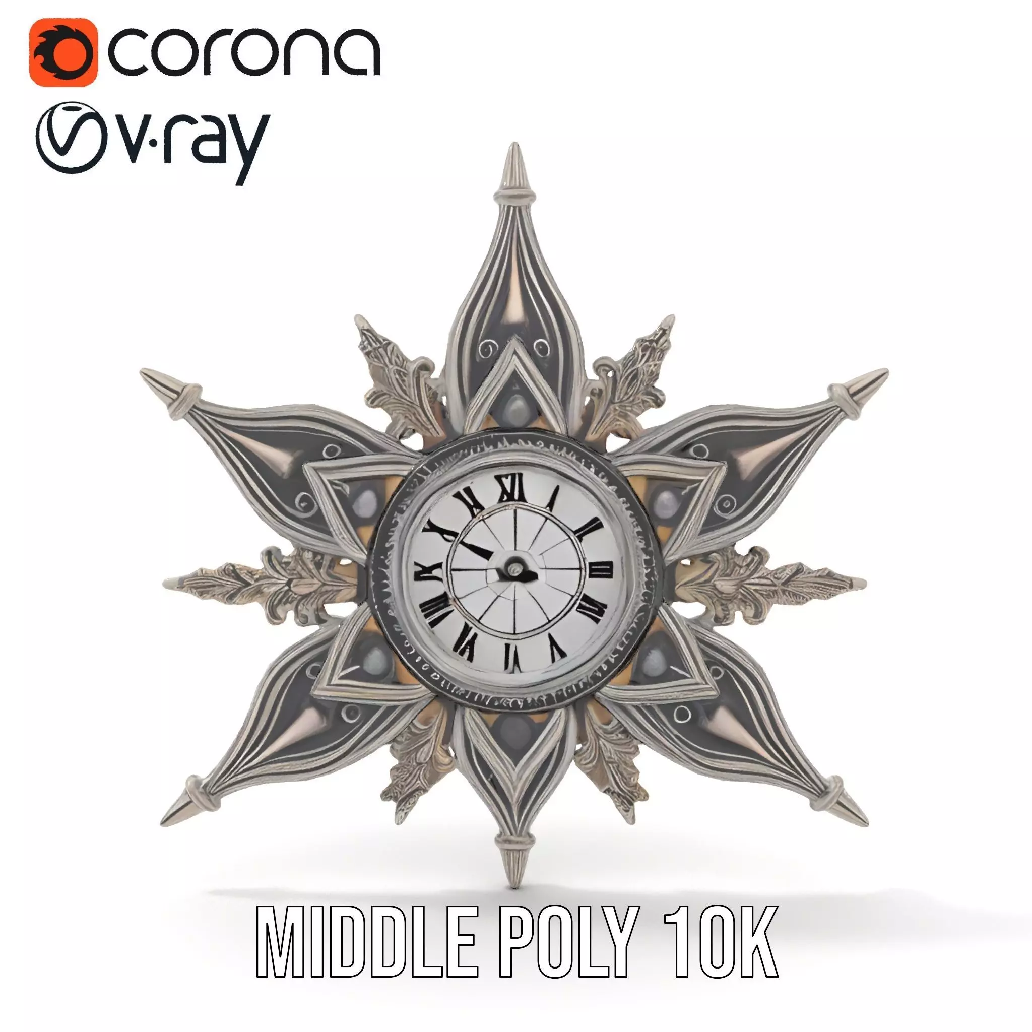 Ornate Brass Clock model pack Low-poly 3D model_22