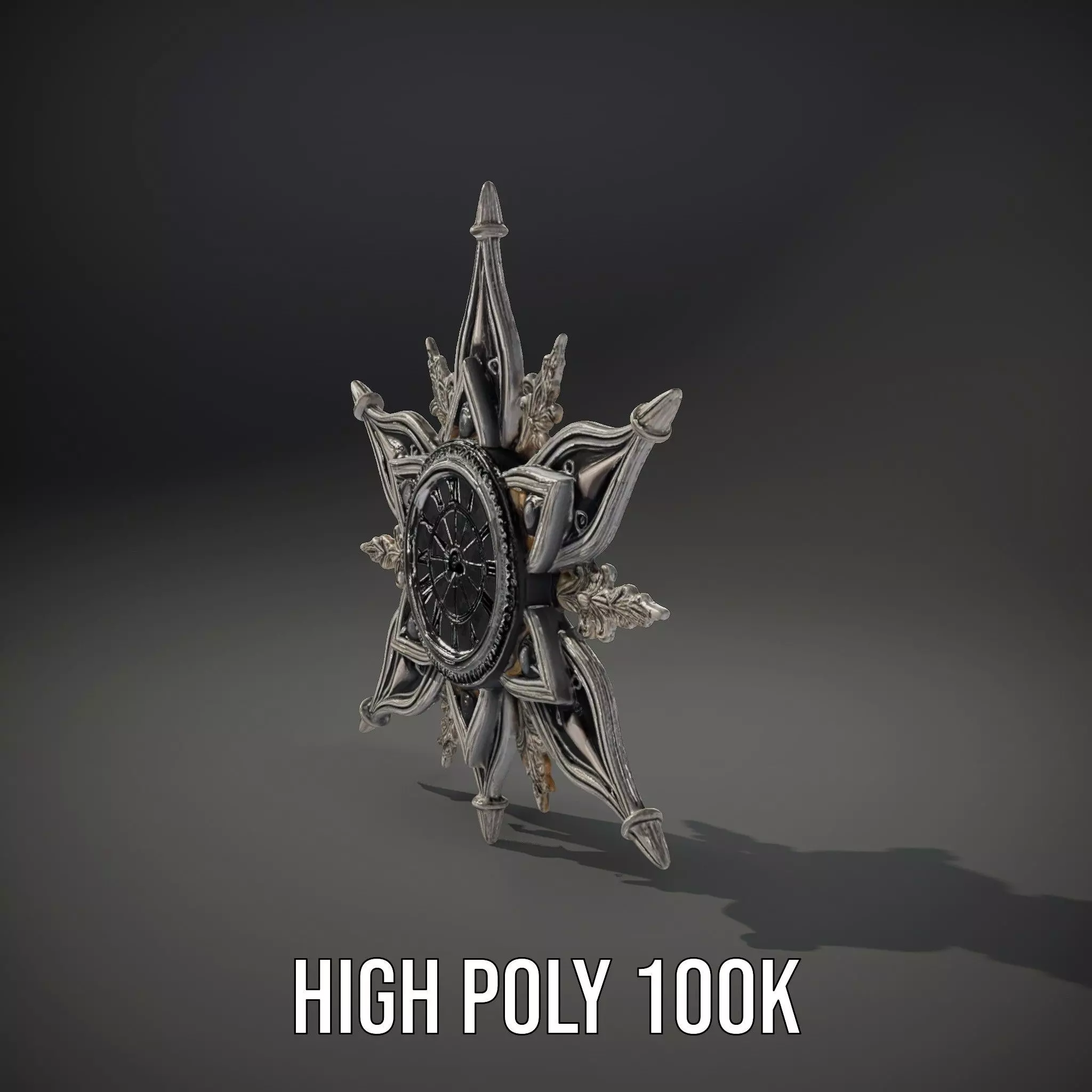 Ornate Brass Clock model pack Low-poly 3D model_11