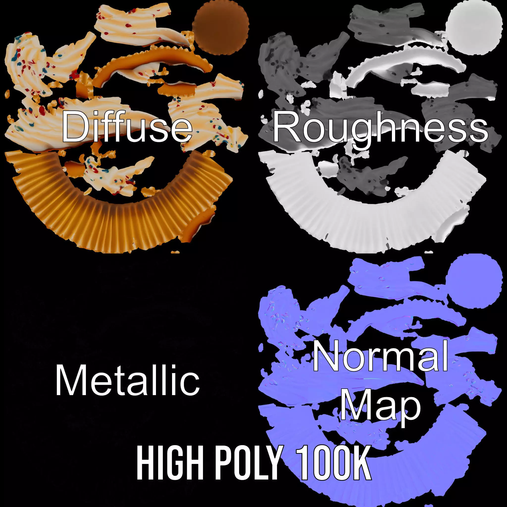 Vanilla Cupcake Delight model pack Low-poly 3D model_3