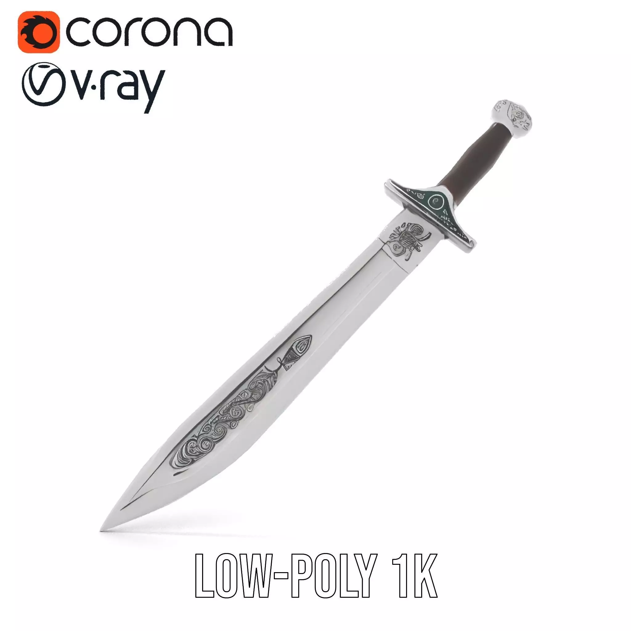 Engraved Steel Sword model pack Low-poly 3D model_19