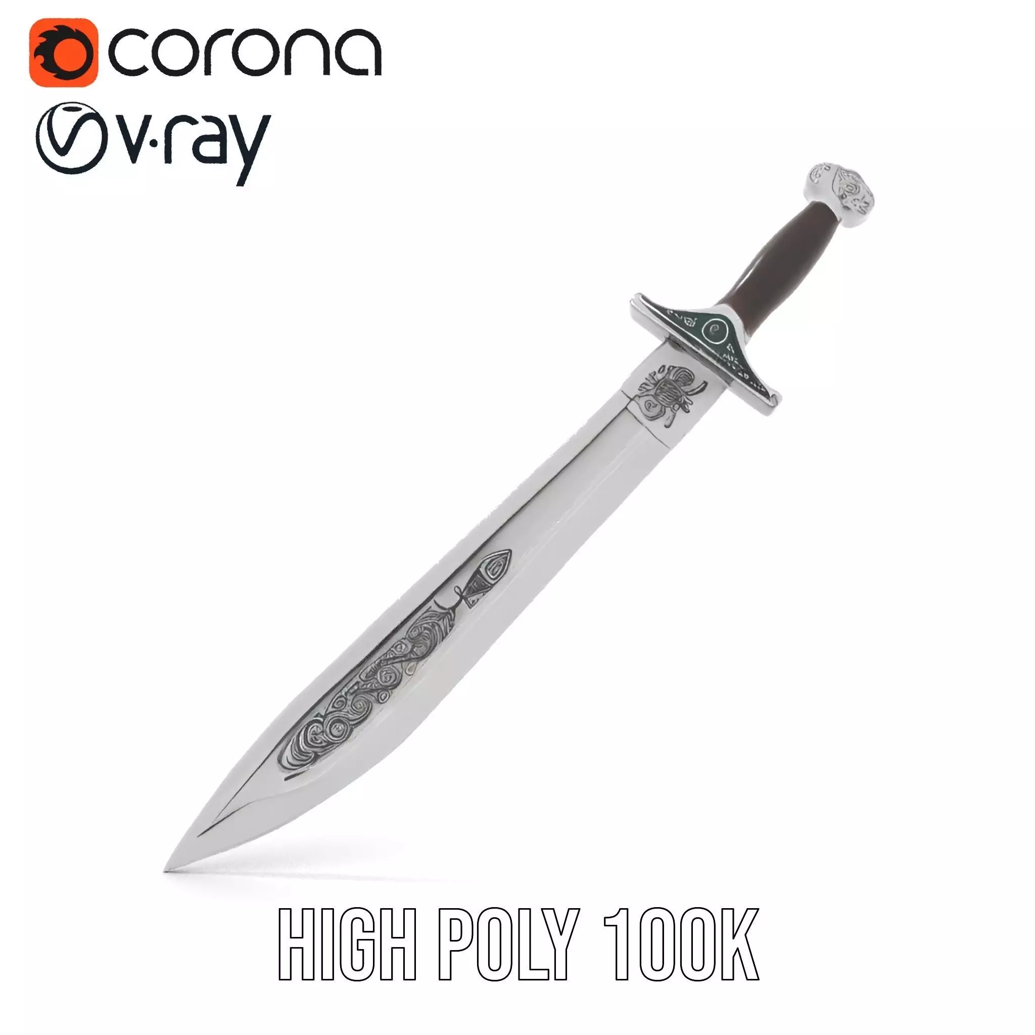 Engraved Steel Sword model pack Low-poly 3D model_11