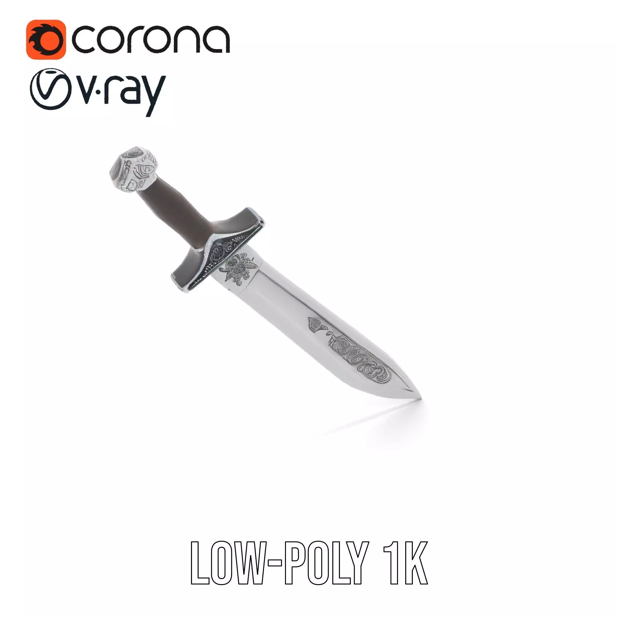 Engraved Steel Sword model pack Low-poly 3D model_16