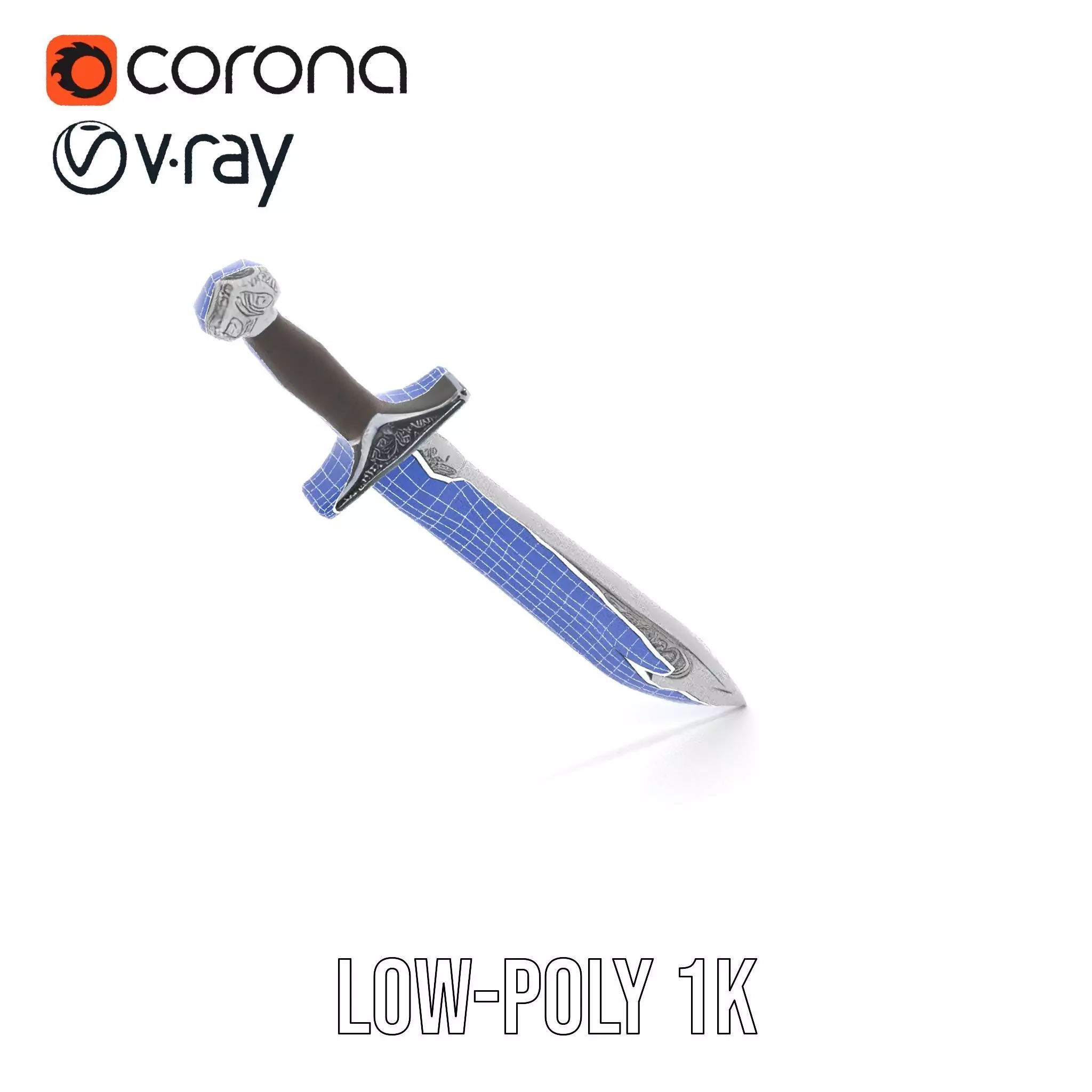 Engraved Steel Sword model pack Low-poly 3D model_28