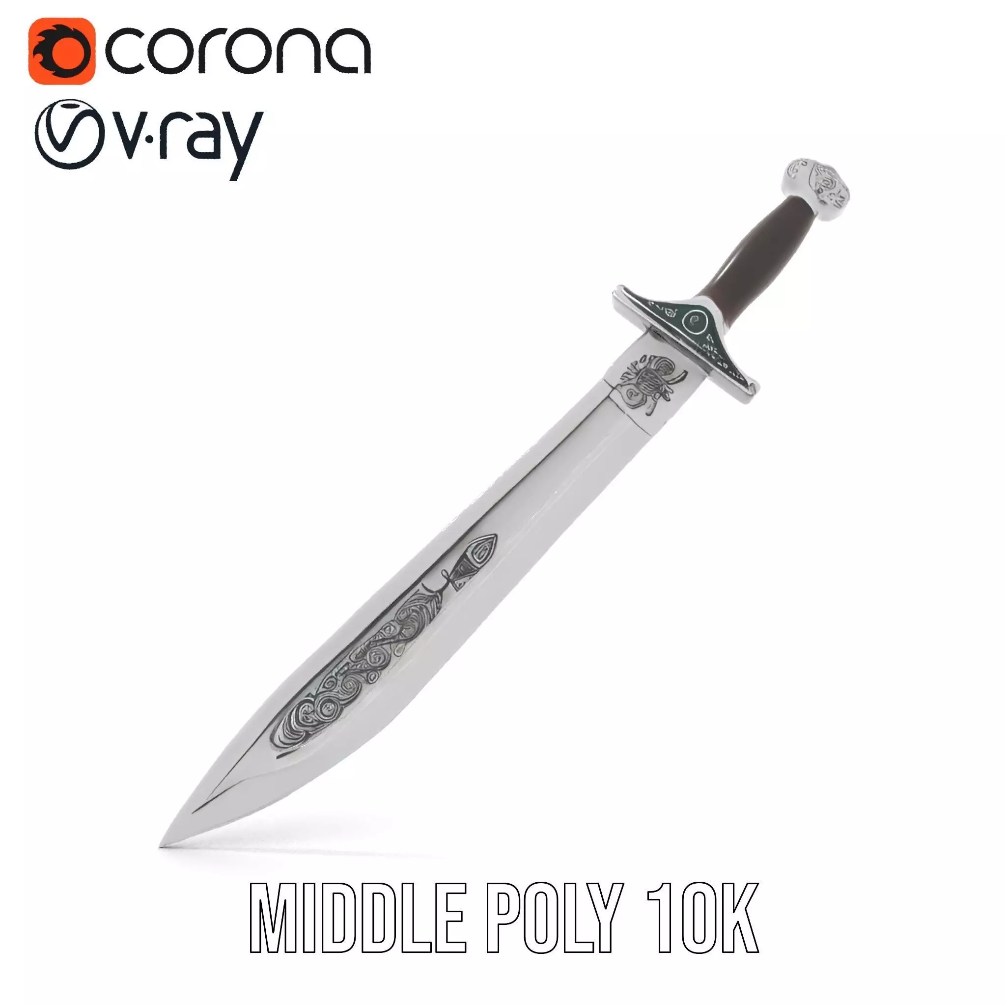 Engraved Steel Sword model pack Low-poly 3D model_12