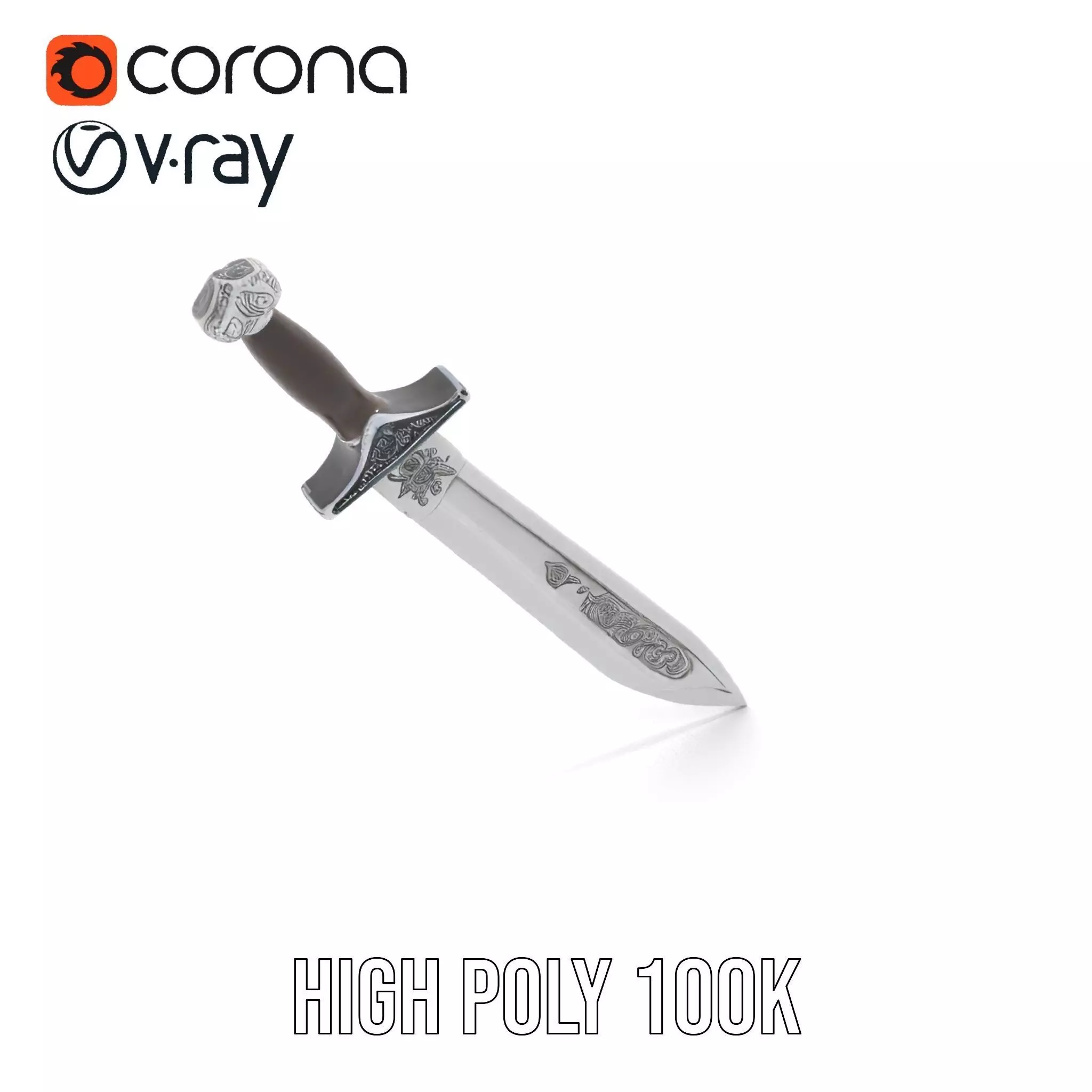 Engraved Steel Sword model pack Low-poly 3D model_14