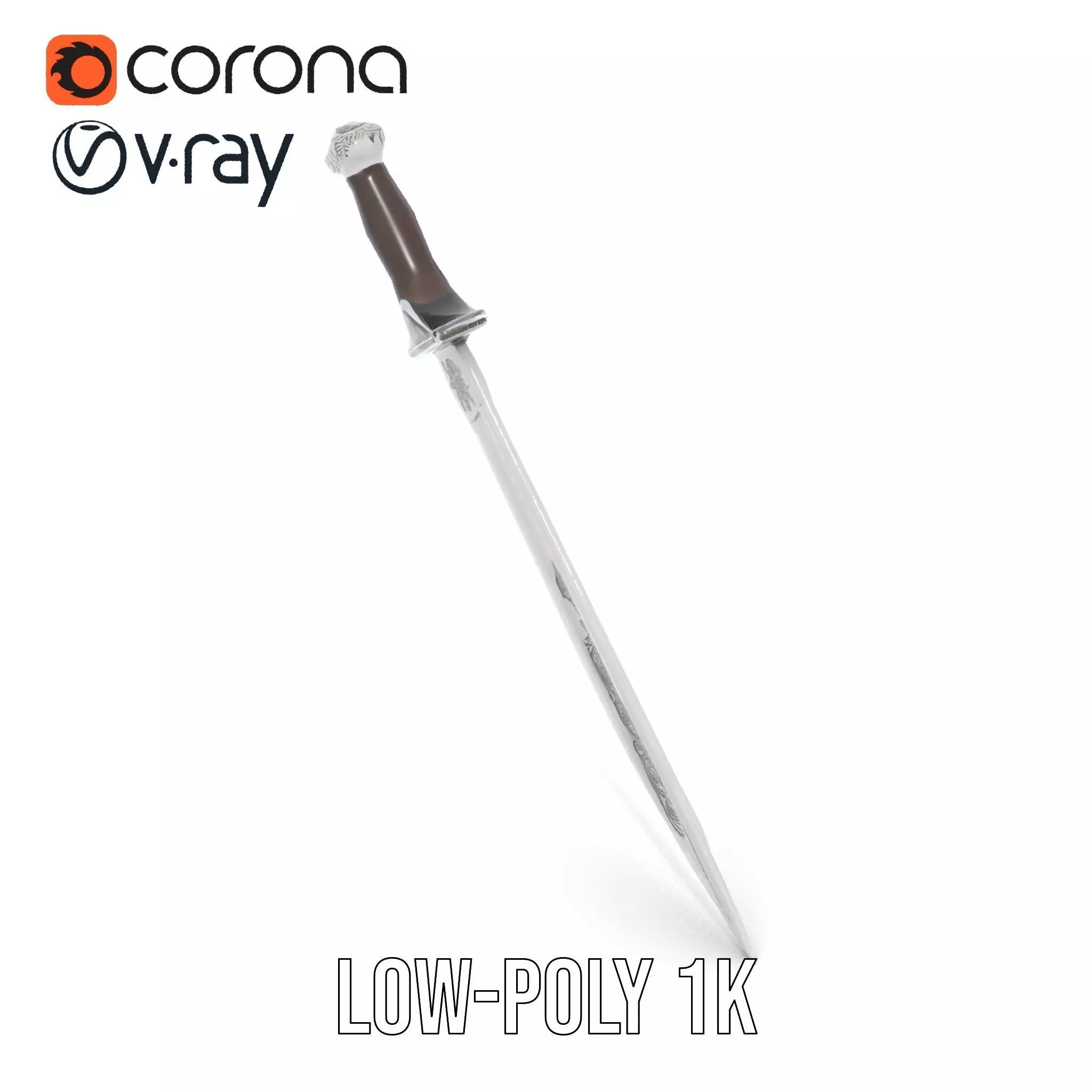 Engraved Steel Sword model pack Low-poly 3D model_7