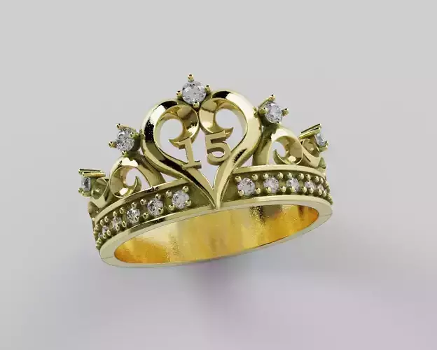 Ring 15 Years Crown Heart - Anillo 15 Anios  Corona Corazon