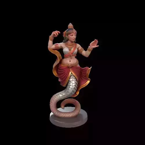 2033 Indian Serpent Woman Dancer on Pedestal