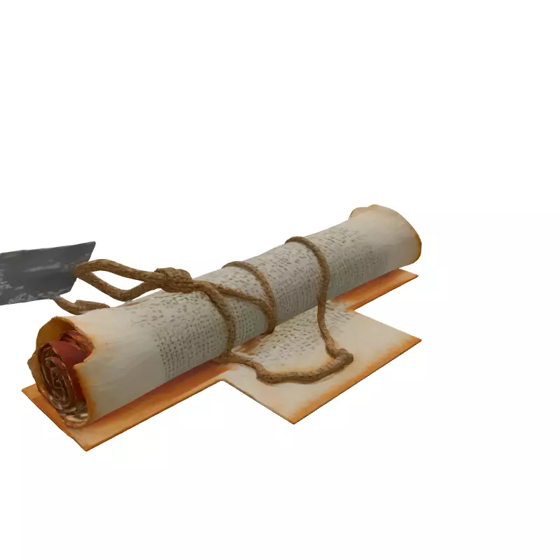 Realistic Rolled Parchment Scroll 3D Model Low-poly 3D model_6