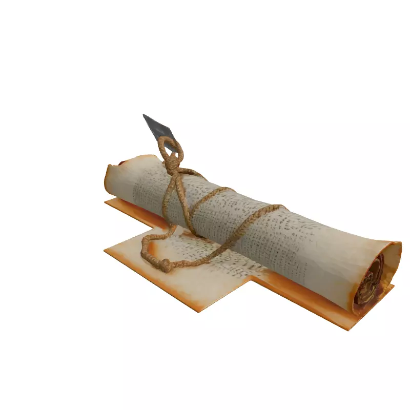 Realistic Rolled Parchment Scroll 3D Model Low-poly 3D model_3