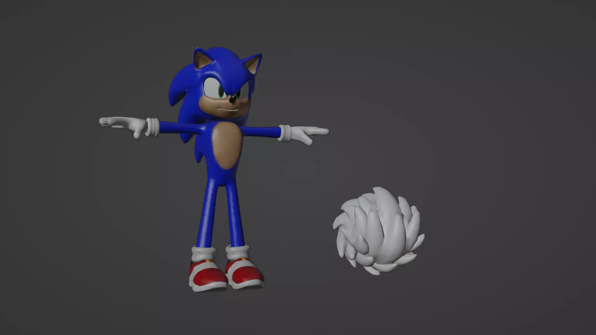 Rigged Movie Sonic The Hedgehog Low-poly 3D model_1