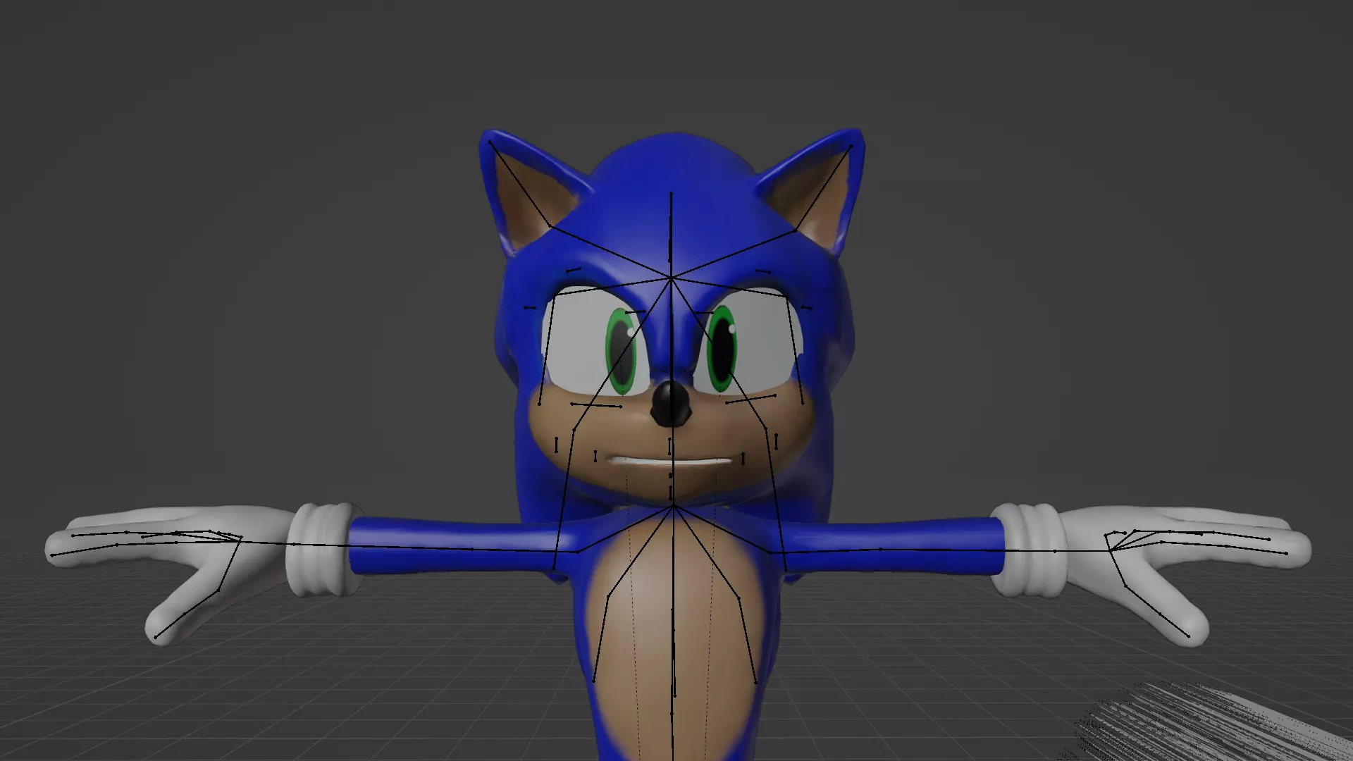 Rigged Movie Sonic The Hedgehog Low-poly 3D model_3