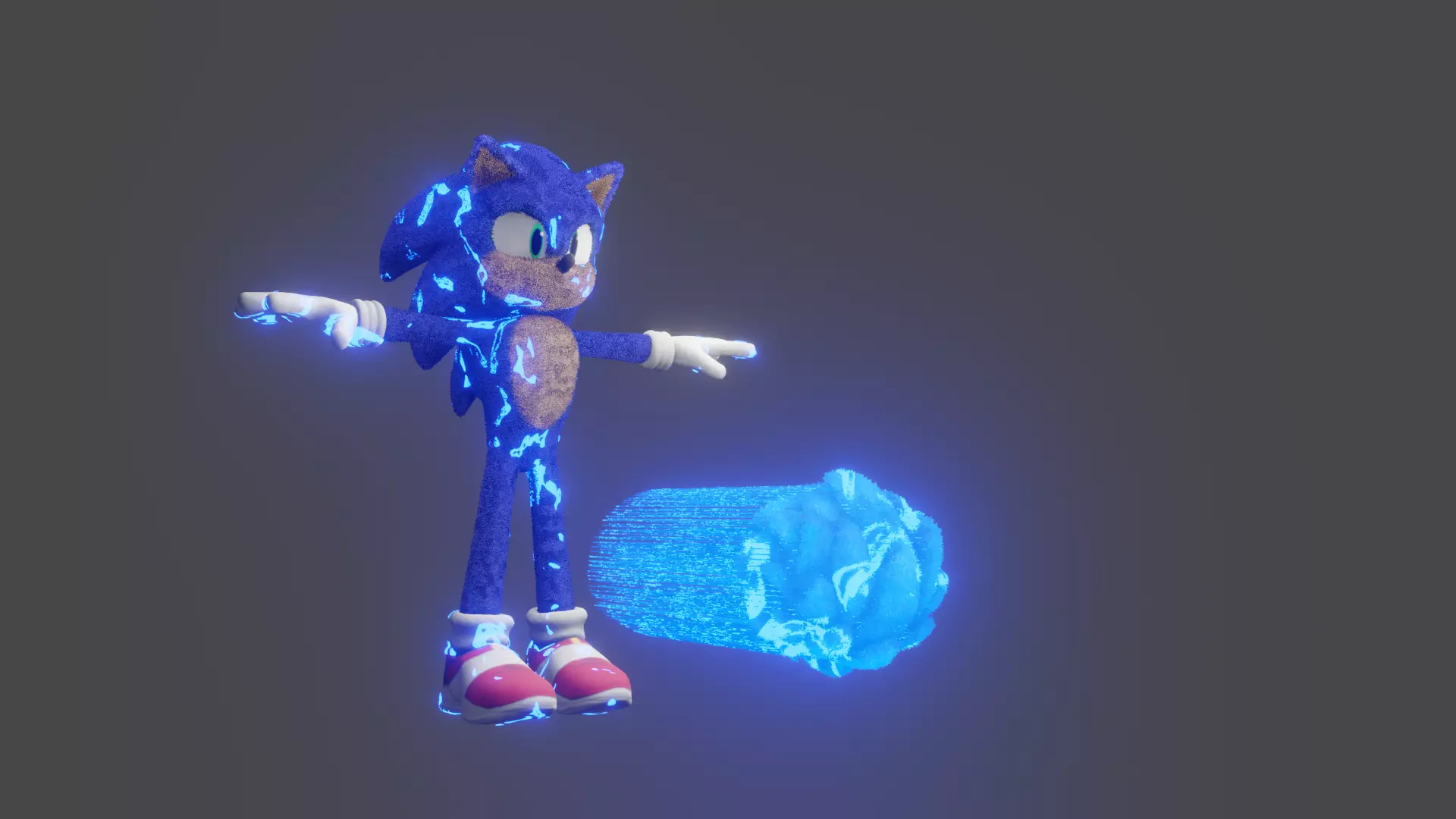 Rigged Movie Sonic The Hedgehog Low-poly 3D model_4