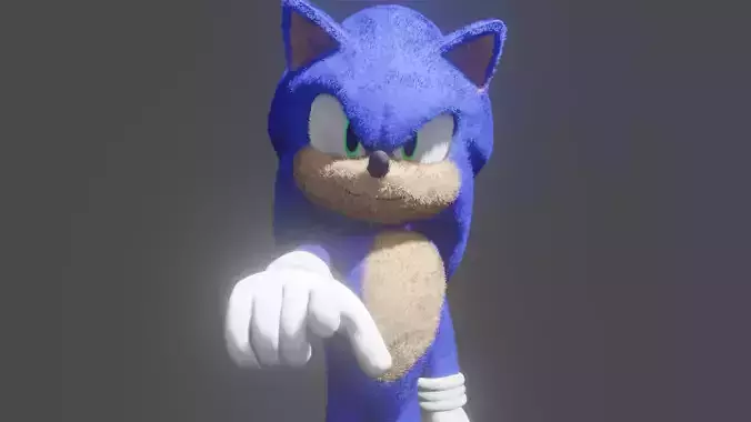Rigged Movie Sonic The Hedgehog Low-poly 3D model