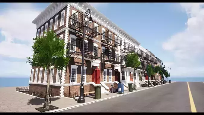 Modular New York Apartments with modular Interiors Low-poly 3D model