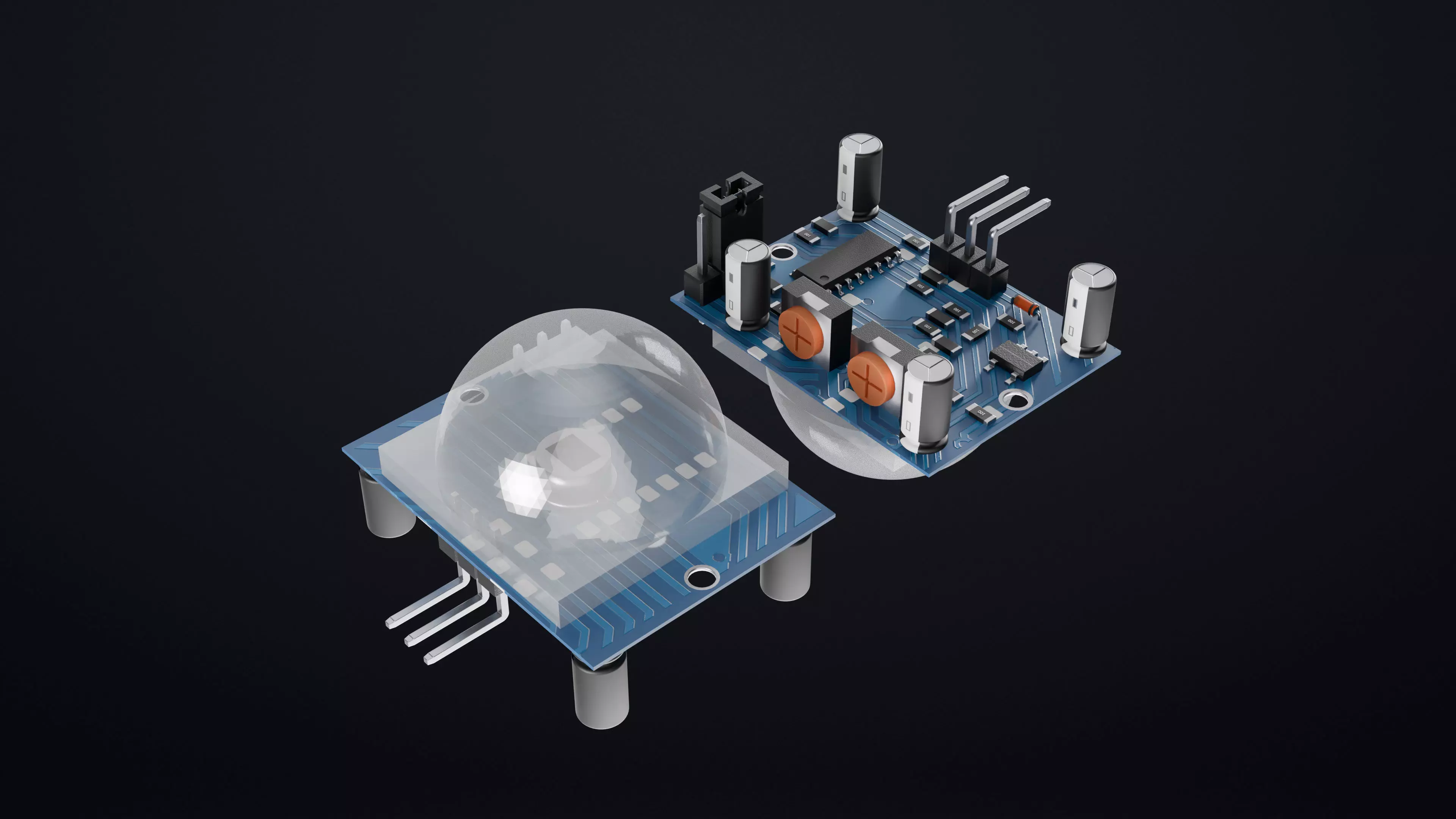 PIR Motion Sensor Module 3D Model for Arduino IoT Projects 3D model_0