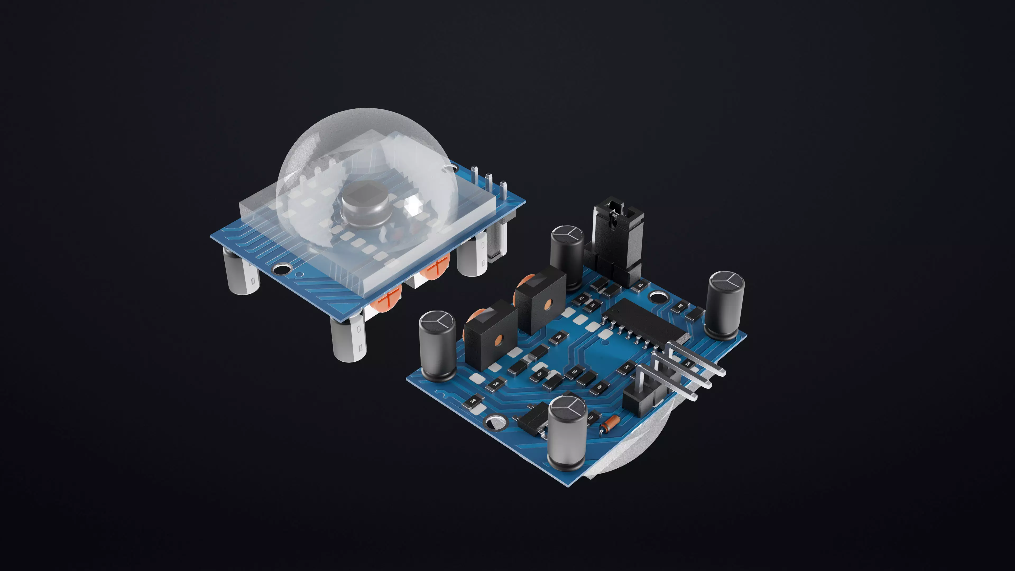 PIR Motion Sensor Module 3D Model for Arduino IoT Projects 3D model_1