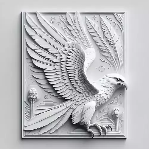 3D Relief Eagle Wall Art Panel Low-poly 3D model