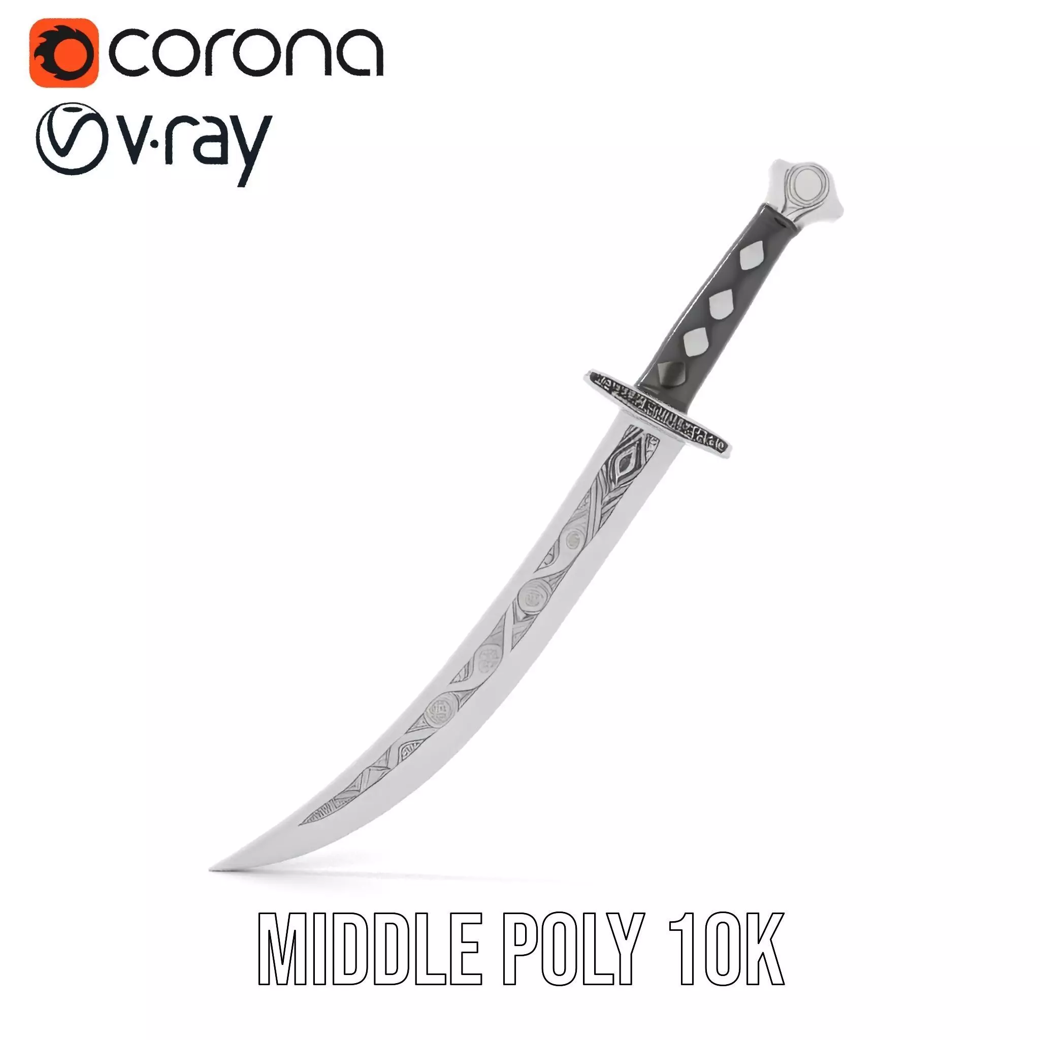 Elegant Black Sword model pack Low-poly 3D model_16