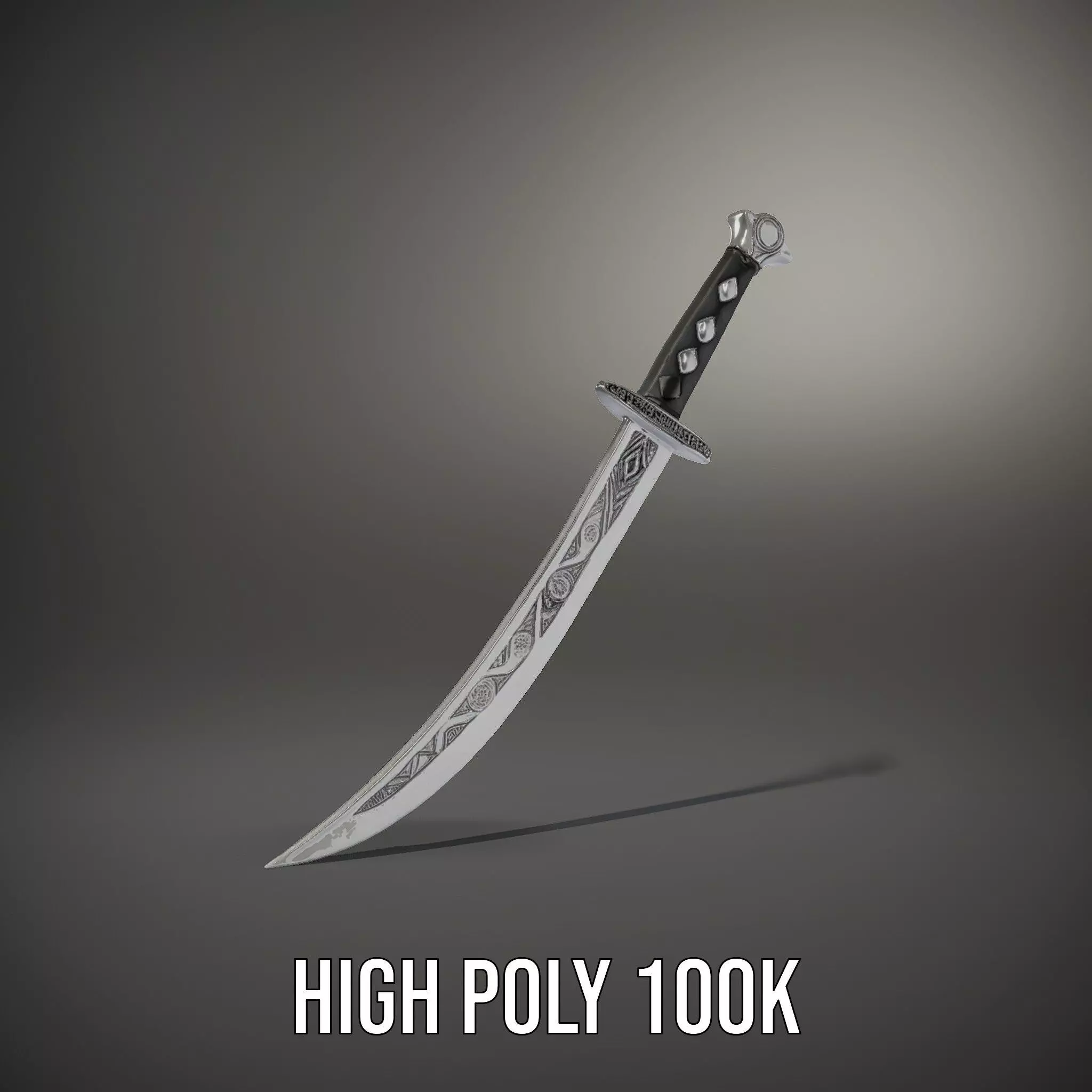 Elegant Black Sword model pack Low-poly 3D model_10