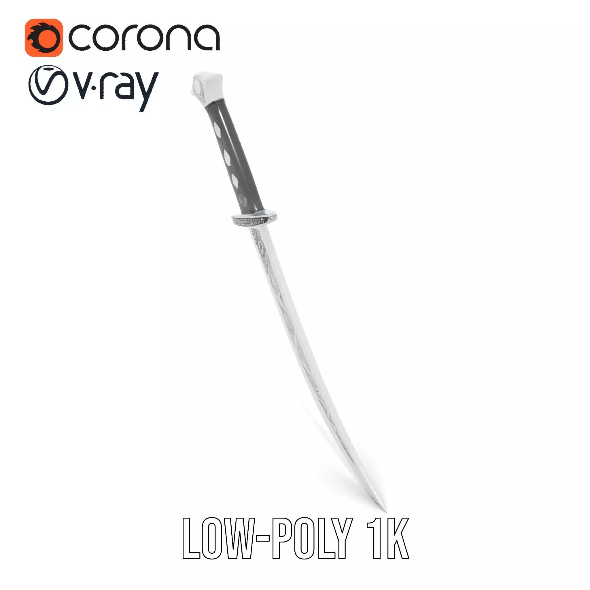 Elegant Black Sword model pack Low-poly 3D model_12