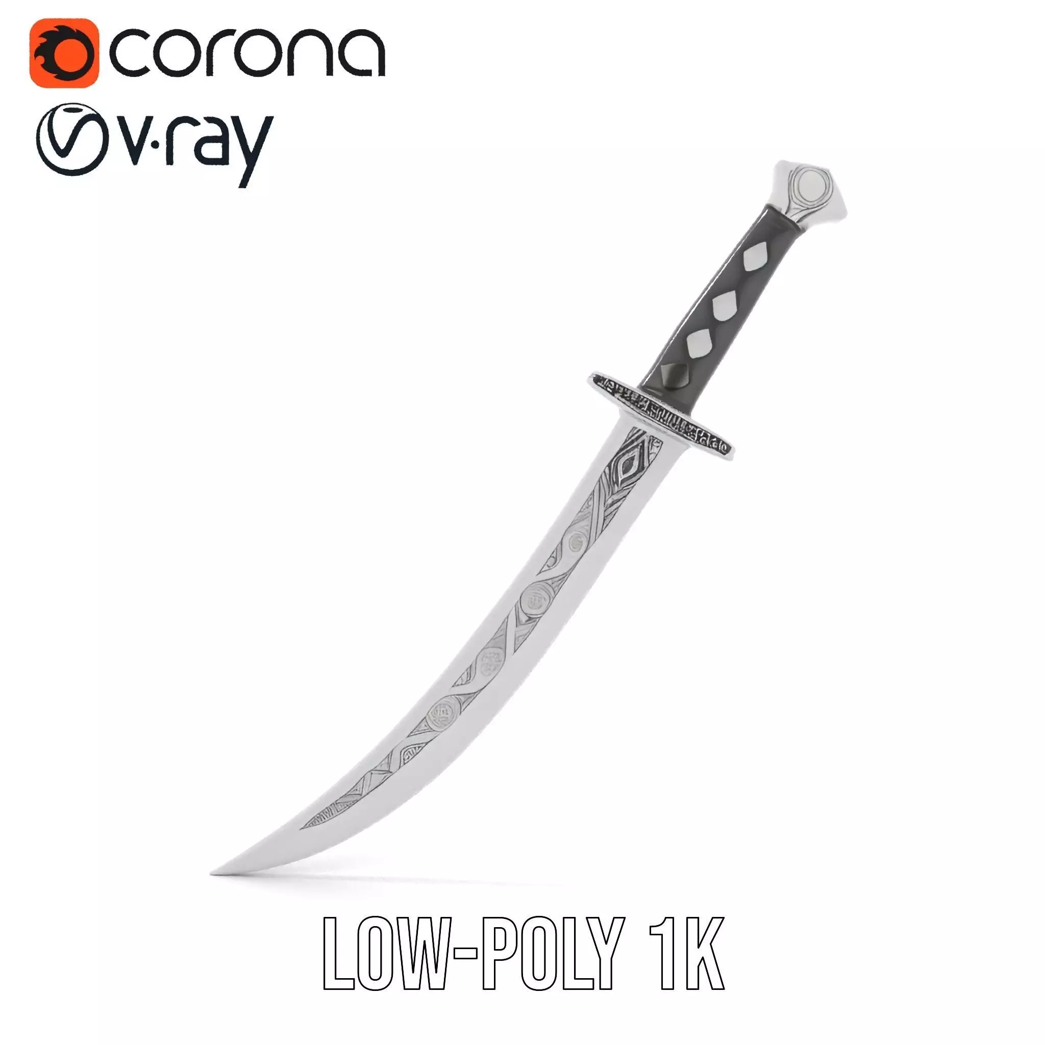 Elegant Black Sword model pack Low-poly 3D model_17