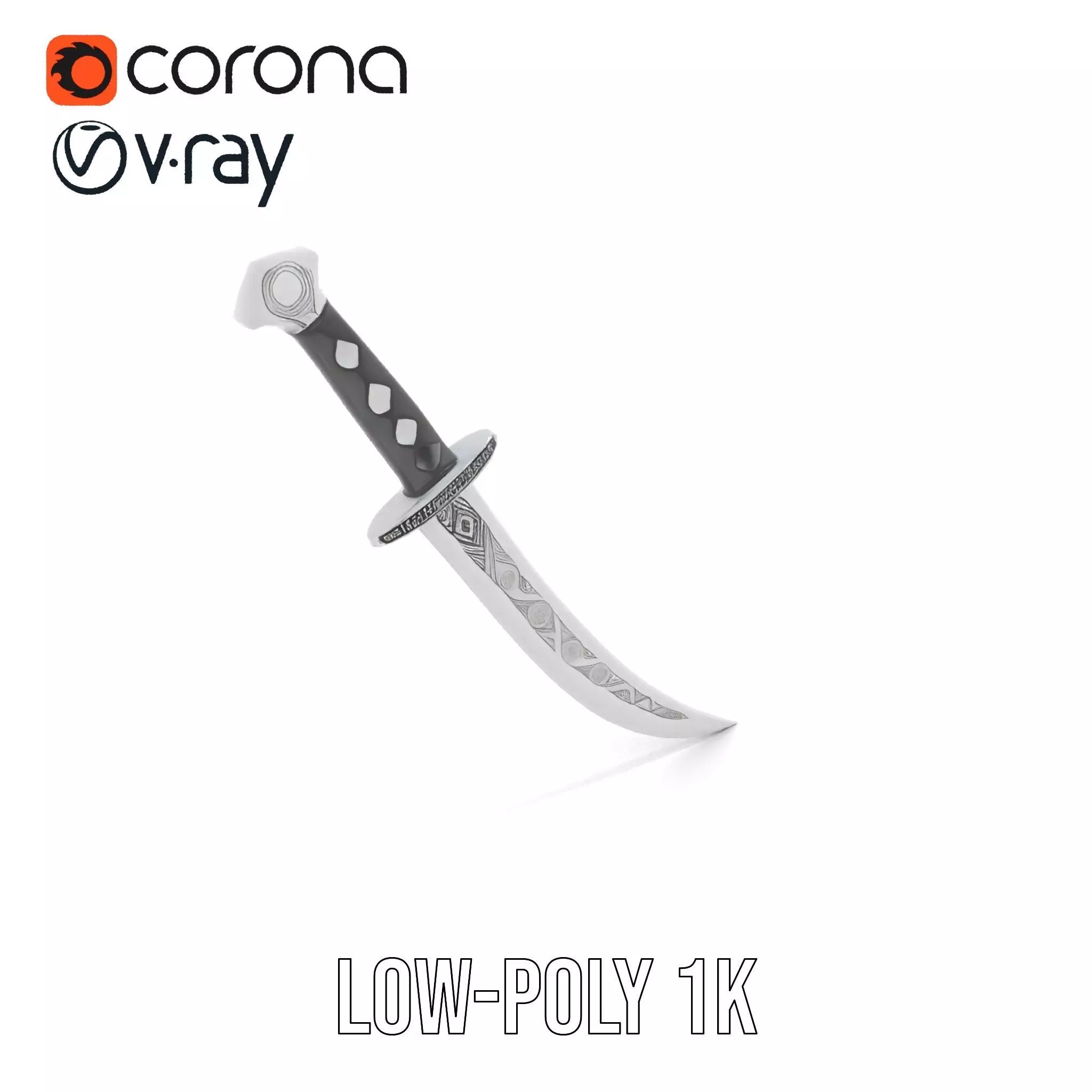 Elegant Black Sword model pack Low-poly 3D model_7