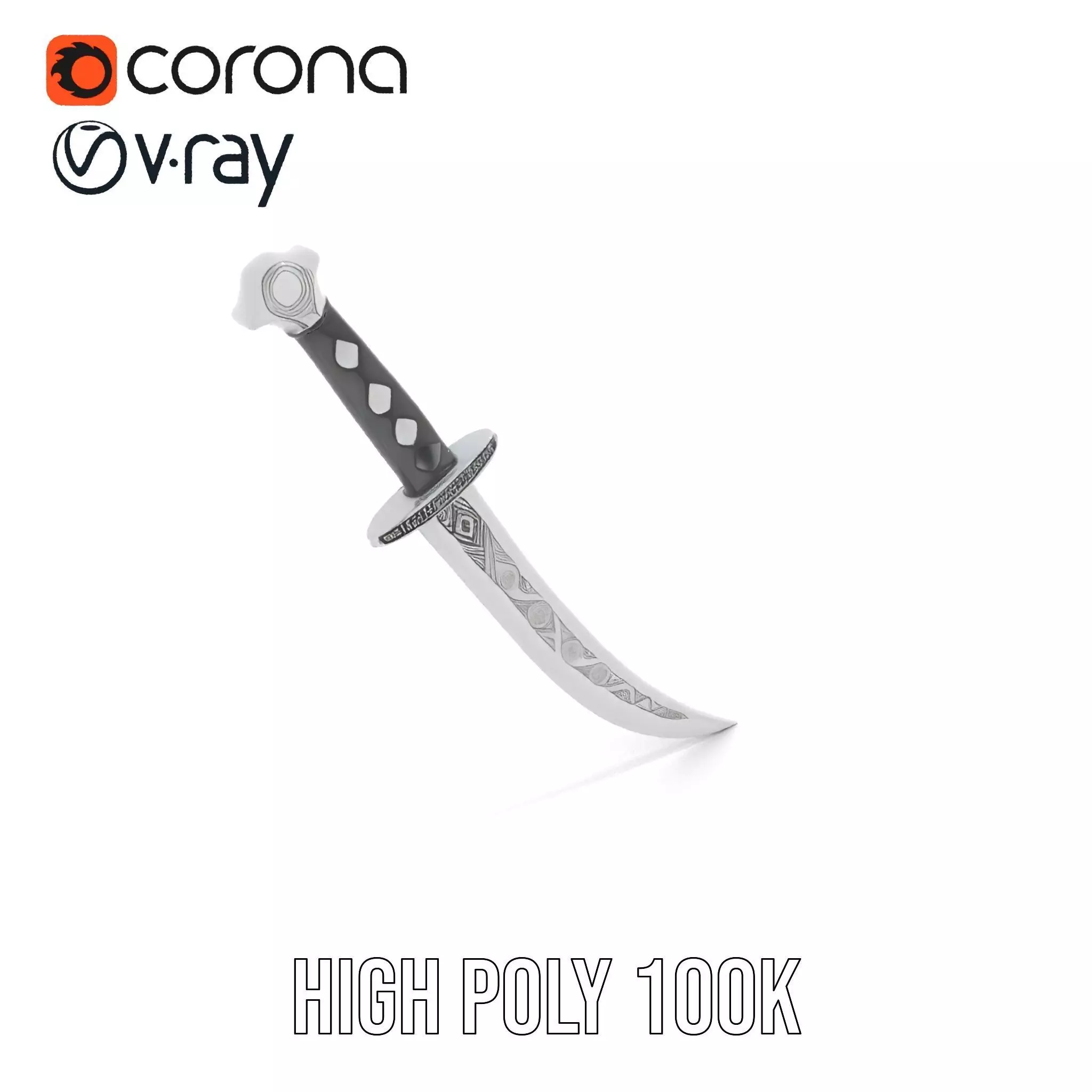 Elegant Black Sword model pack Low-poly 3D model_26