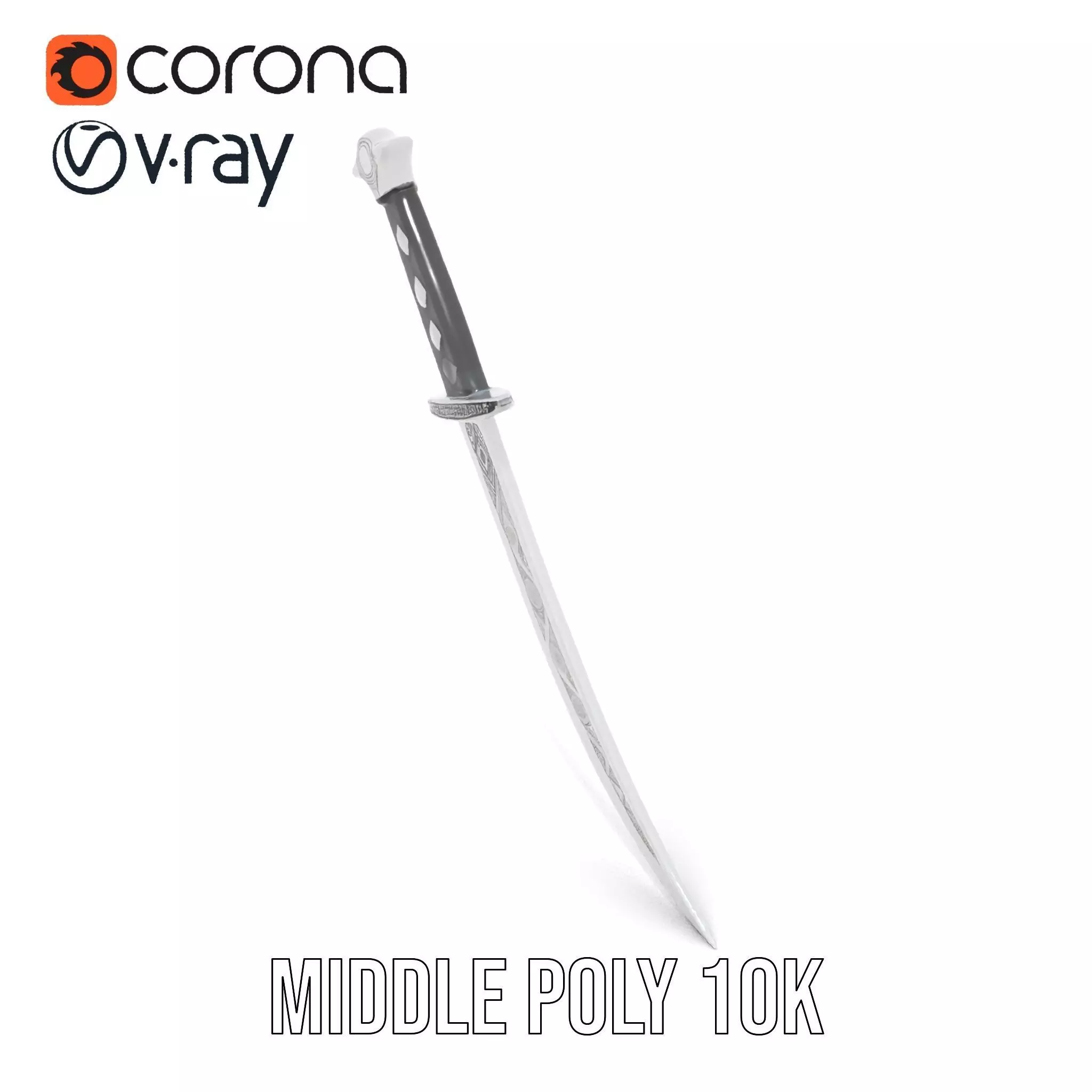 Elegant Black Sword model pack Low-poly 3D model_13