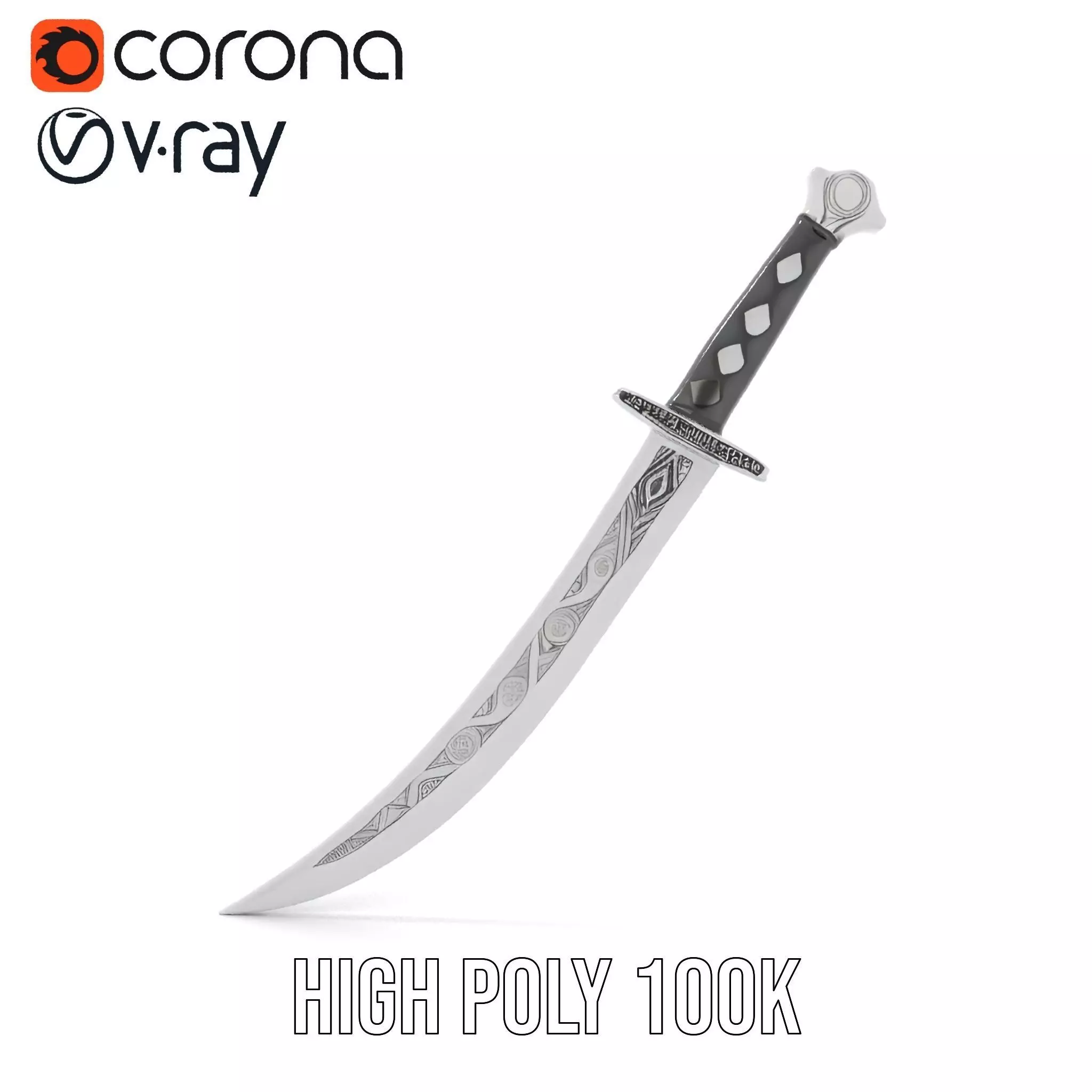 Elegant Black Sword model pack Low-poly 3D model_15