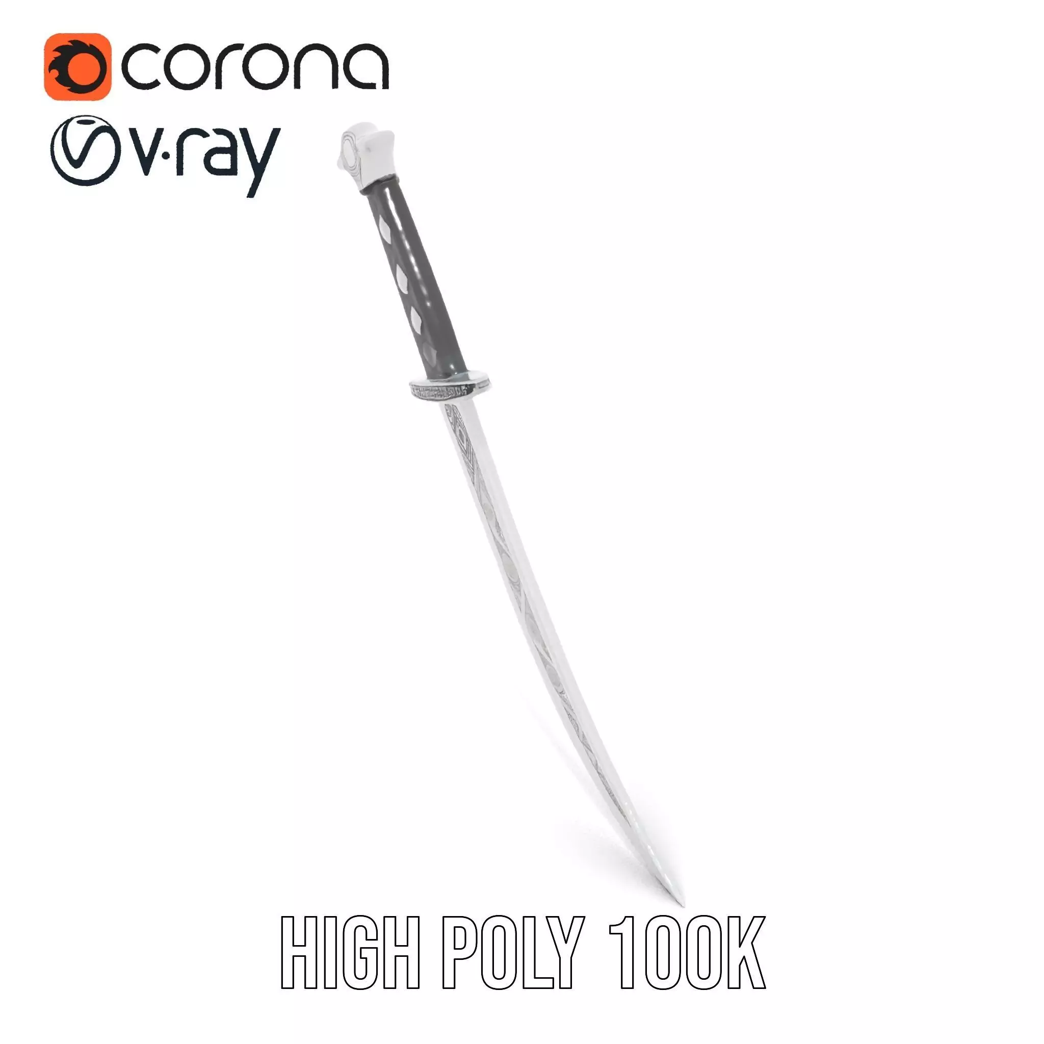 Elegant Black Sword model pack Low-poly 3D model_20