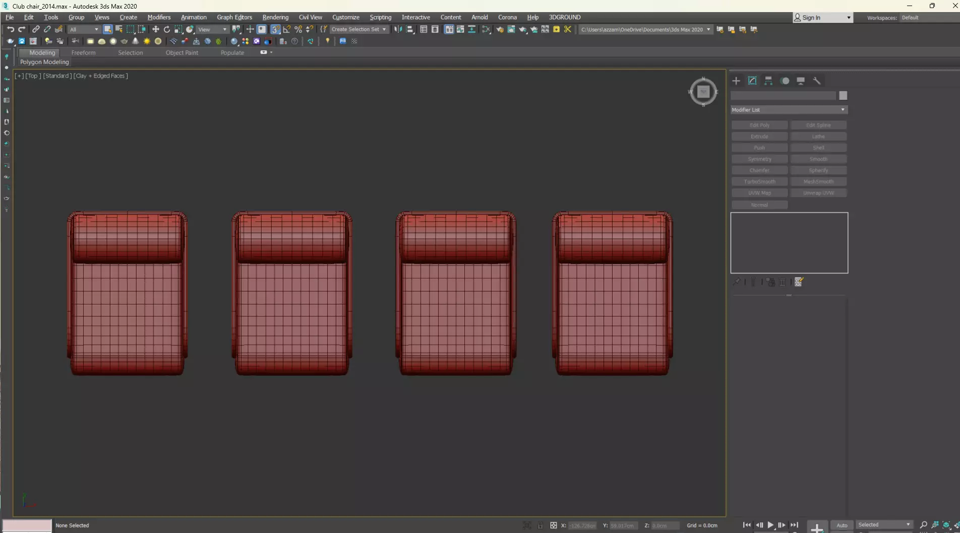 Club Chair in Como by Kelly Wearstler Low-poly 3D model_24