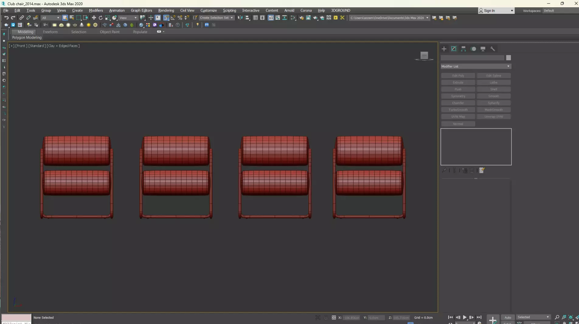 Club Chair in Como by Kelly Wearstler Low-poly 3D model_22