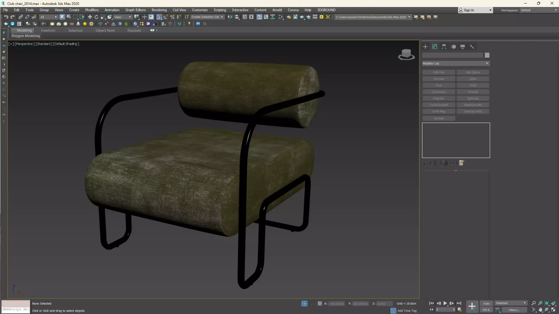 Club Chair in Como by Kelly Wearstler Low-poly 3D model_11
