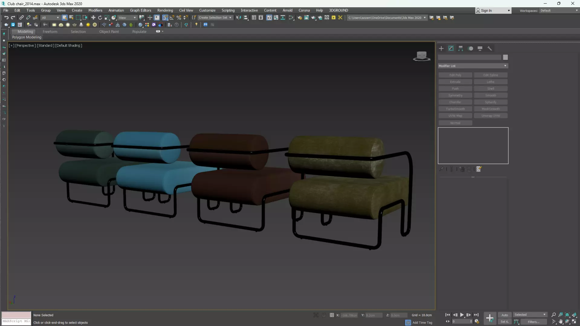 Club Chair in Como by Kelly Wearstler Low-poly 3D model_7