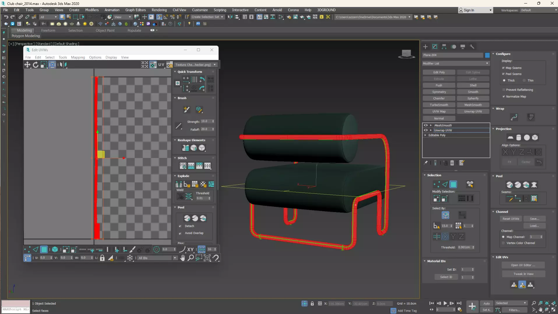 Club Chair in Como by Kelly Wearstler Low-poly 3D model_20