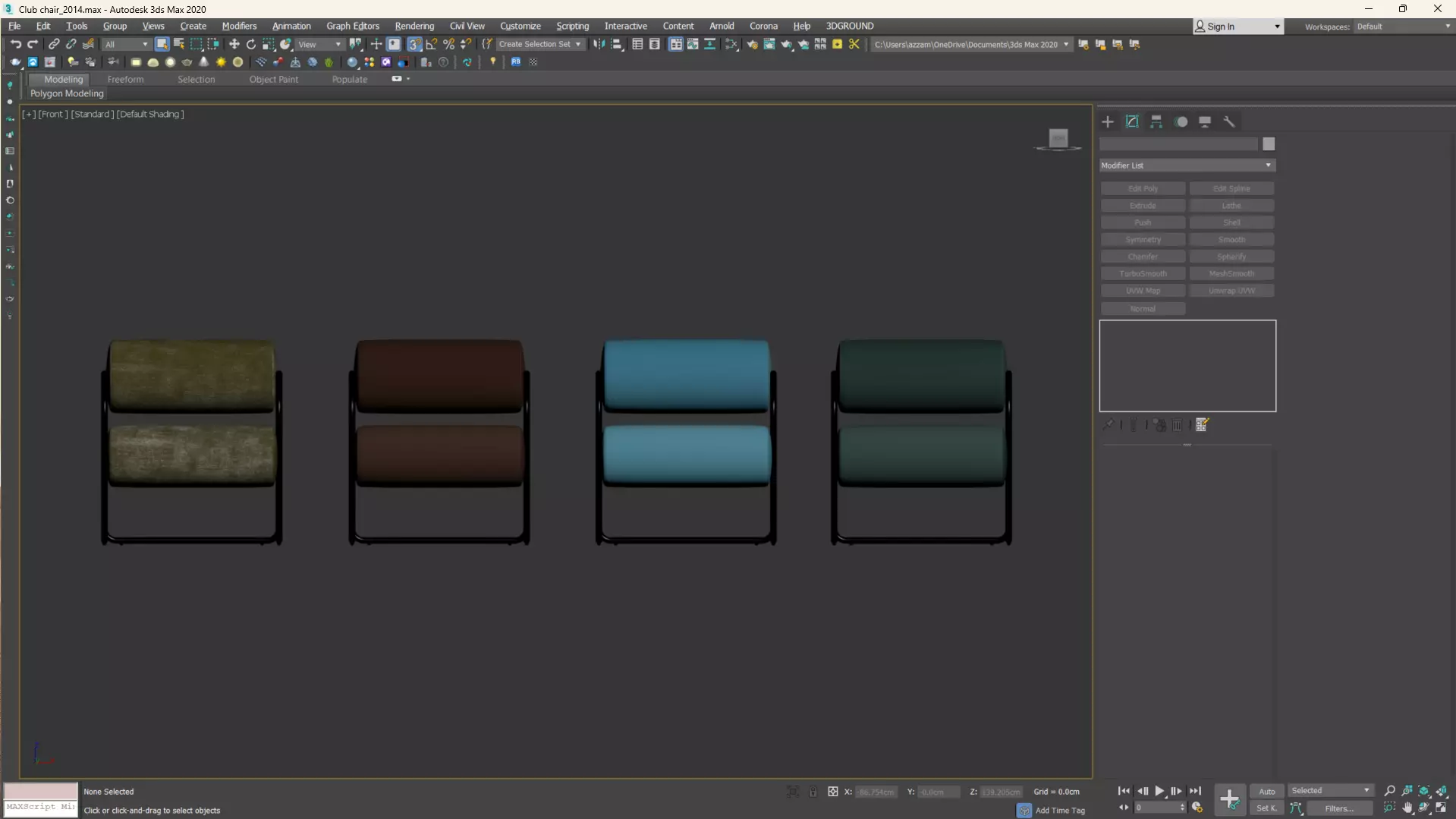Club Chair in Como by Kelly Wearstler Low-poly 3D model_21