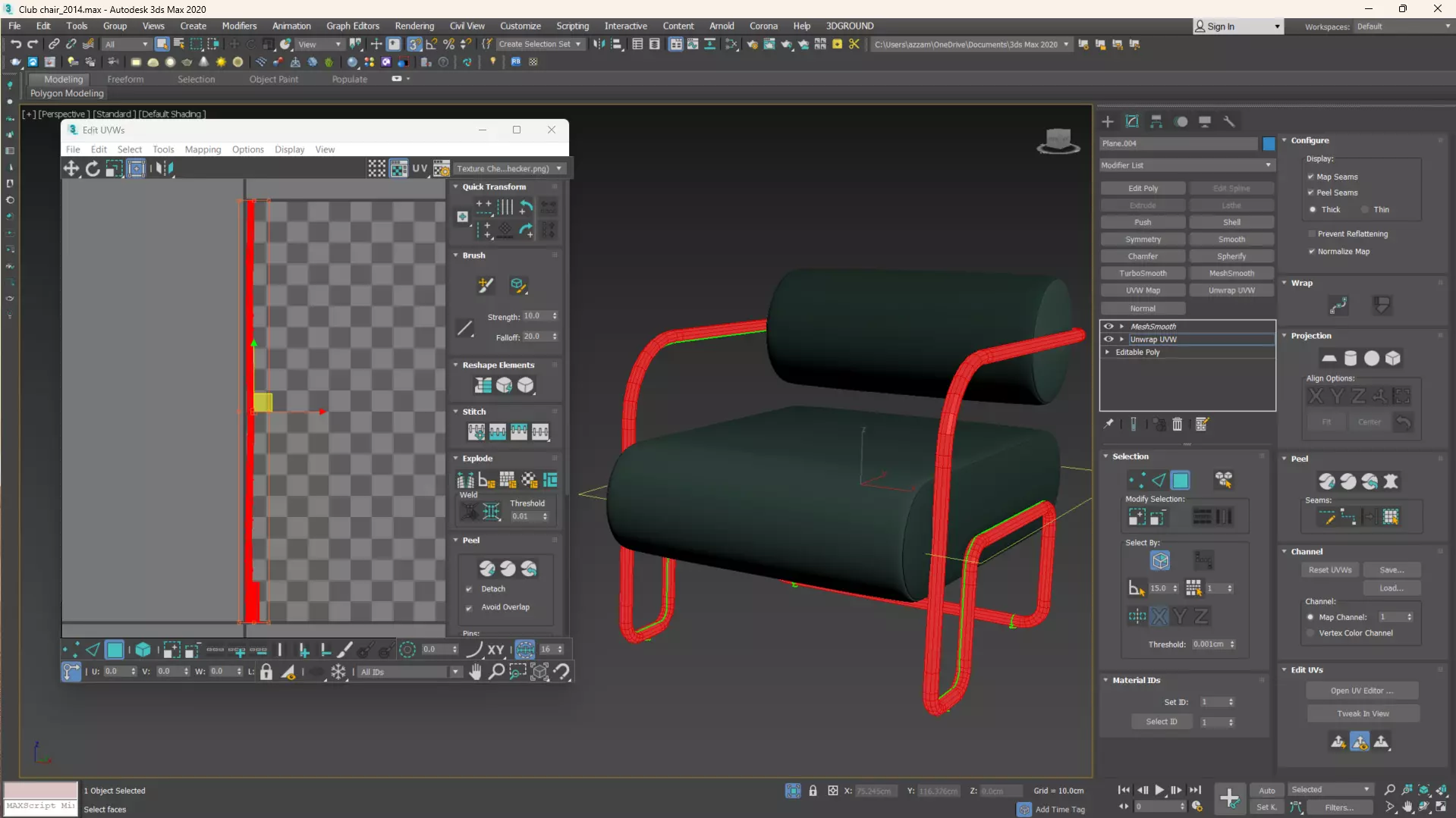 Club Chair in Como by Kelly Wearstler Low-poly 3D model_19