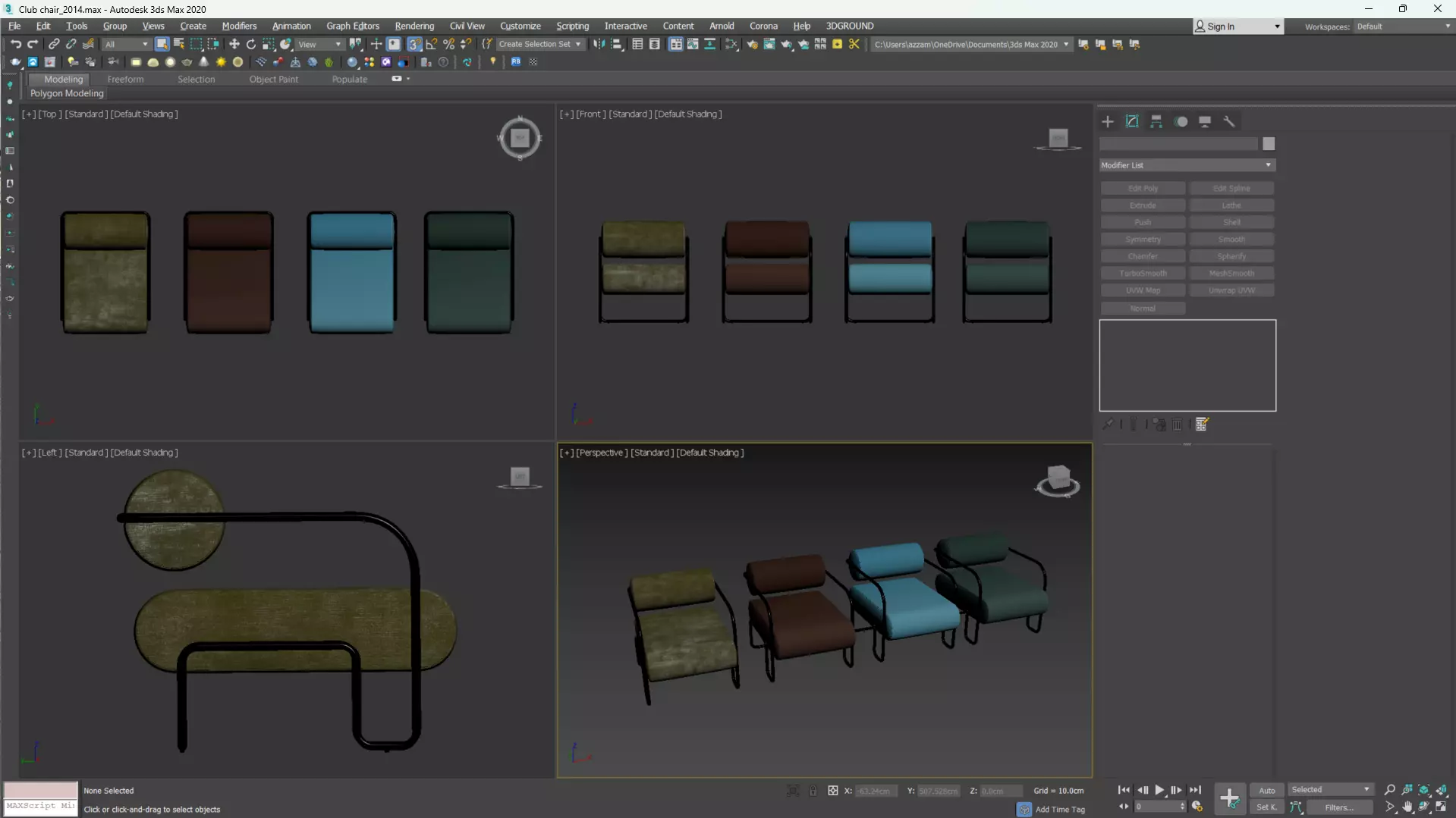 Club Chair in Como by Kelly Wearstler Low-poly 3D model_5