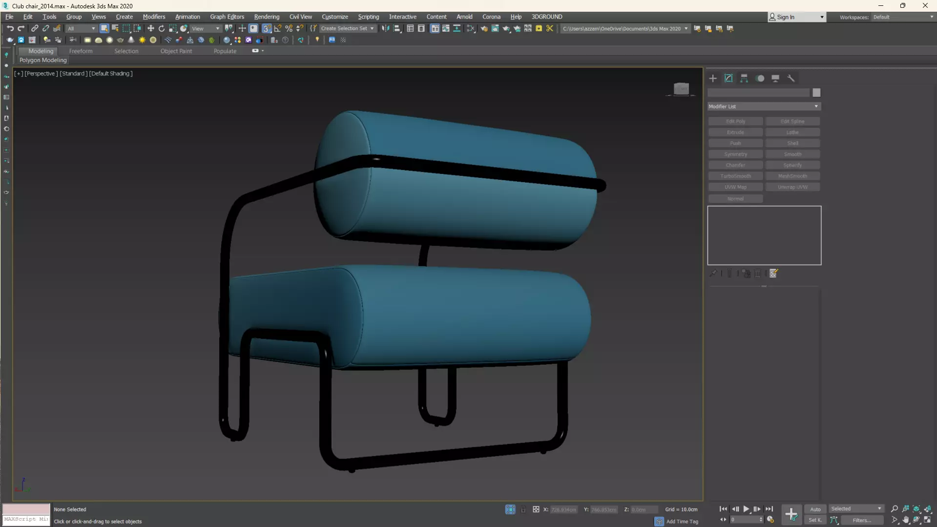 Club Chair in Como by Kelly Wearstler Low-poly 3D model_15