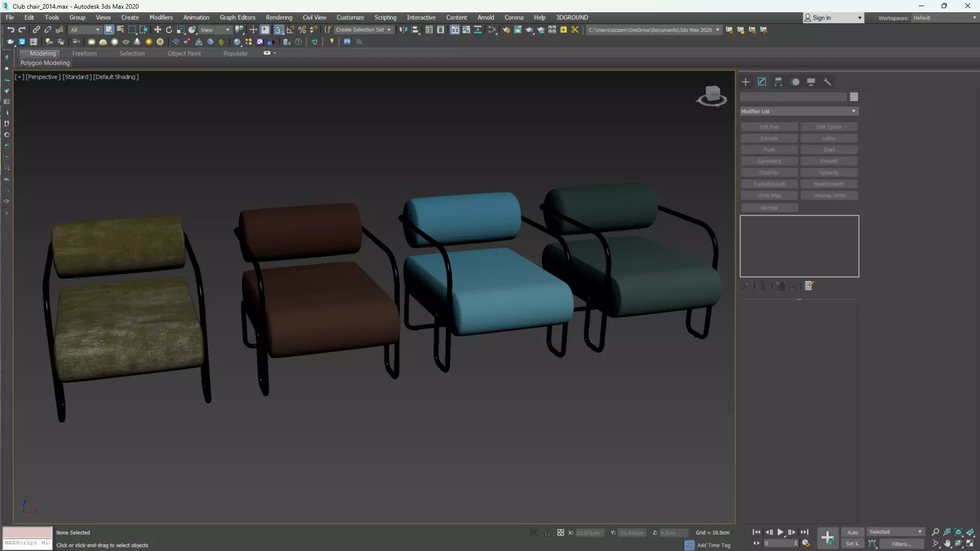 Club Chair in Como by Kelly Wearstler Low-poly 3D model_6