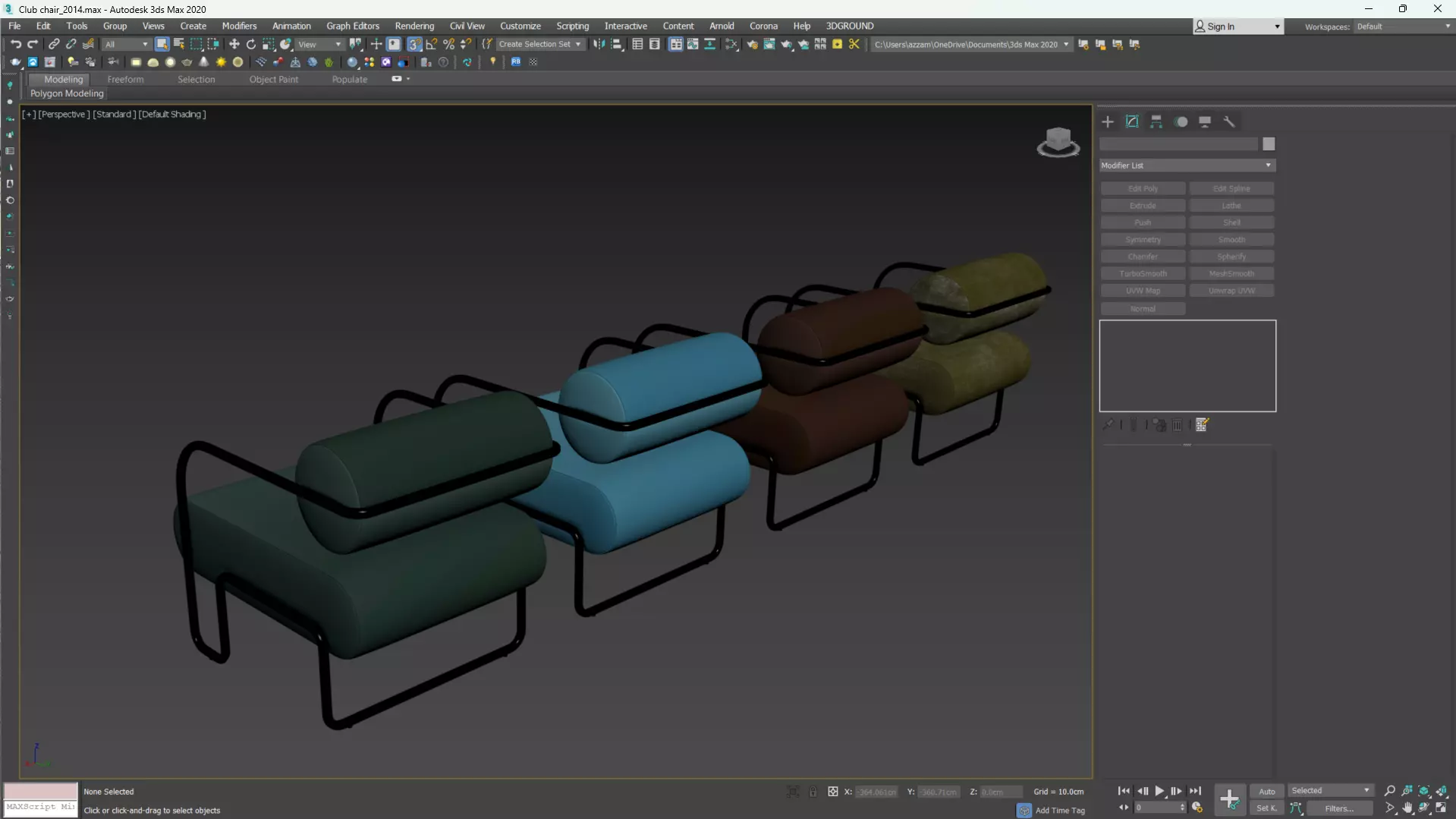 Club Chair in Como by Kelly Wearstler Low-poly 3D model_8