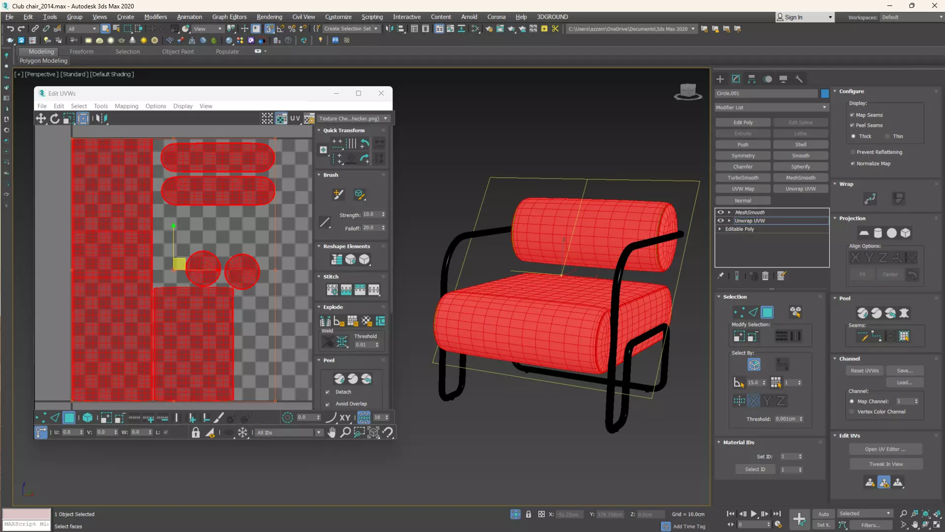 Club Chair in Como by Kelly Wearstler Low-poly 3D model_17