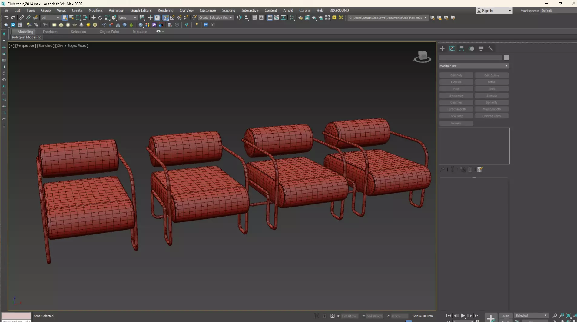 Club Chair in Como by Kelly Wearstler Low-poly 3D model_9