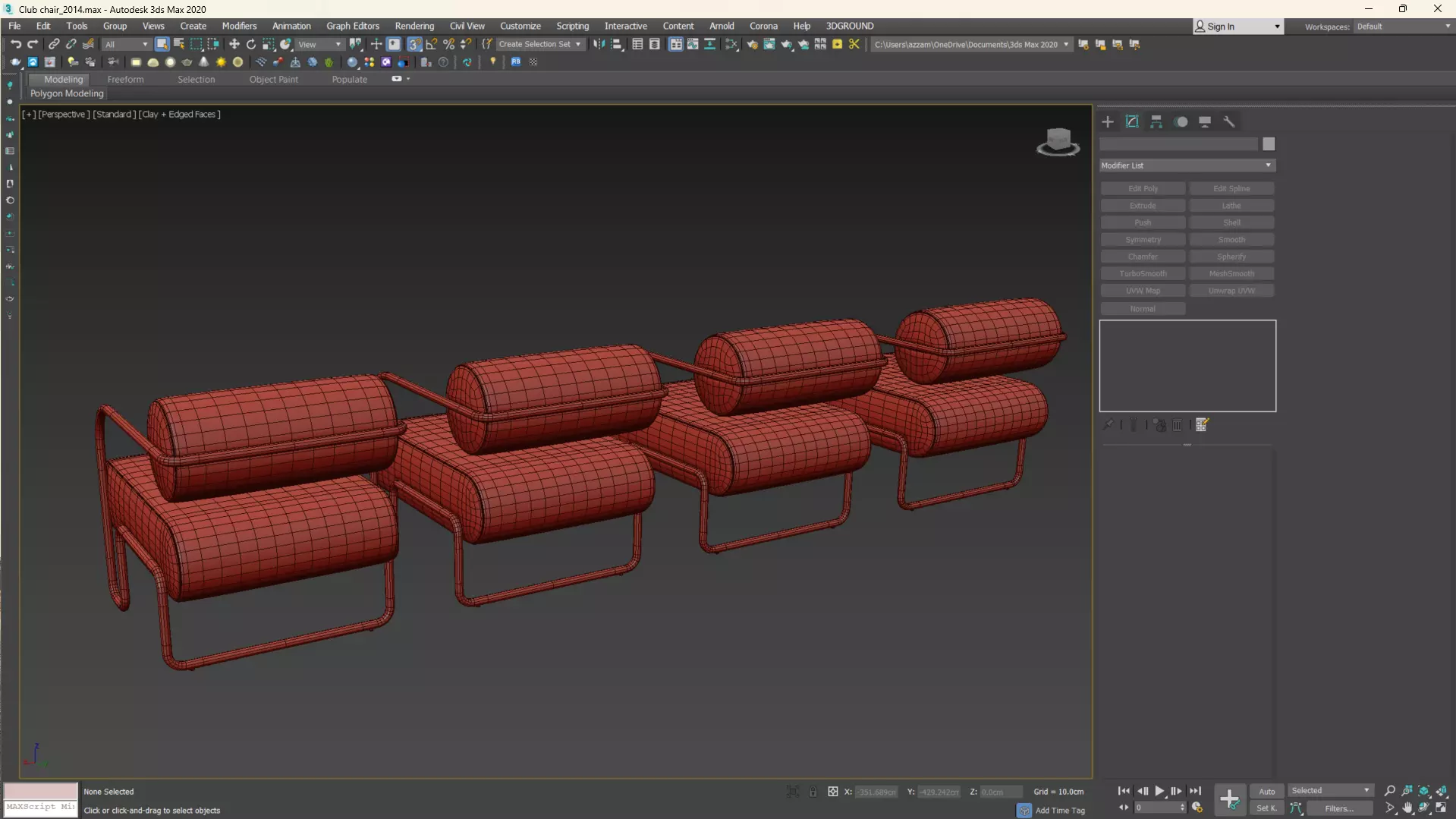 Club Chair in Como by Kelly Wearstler Low-poly 3D model_10