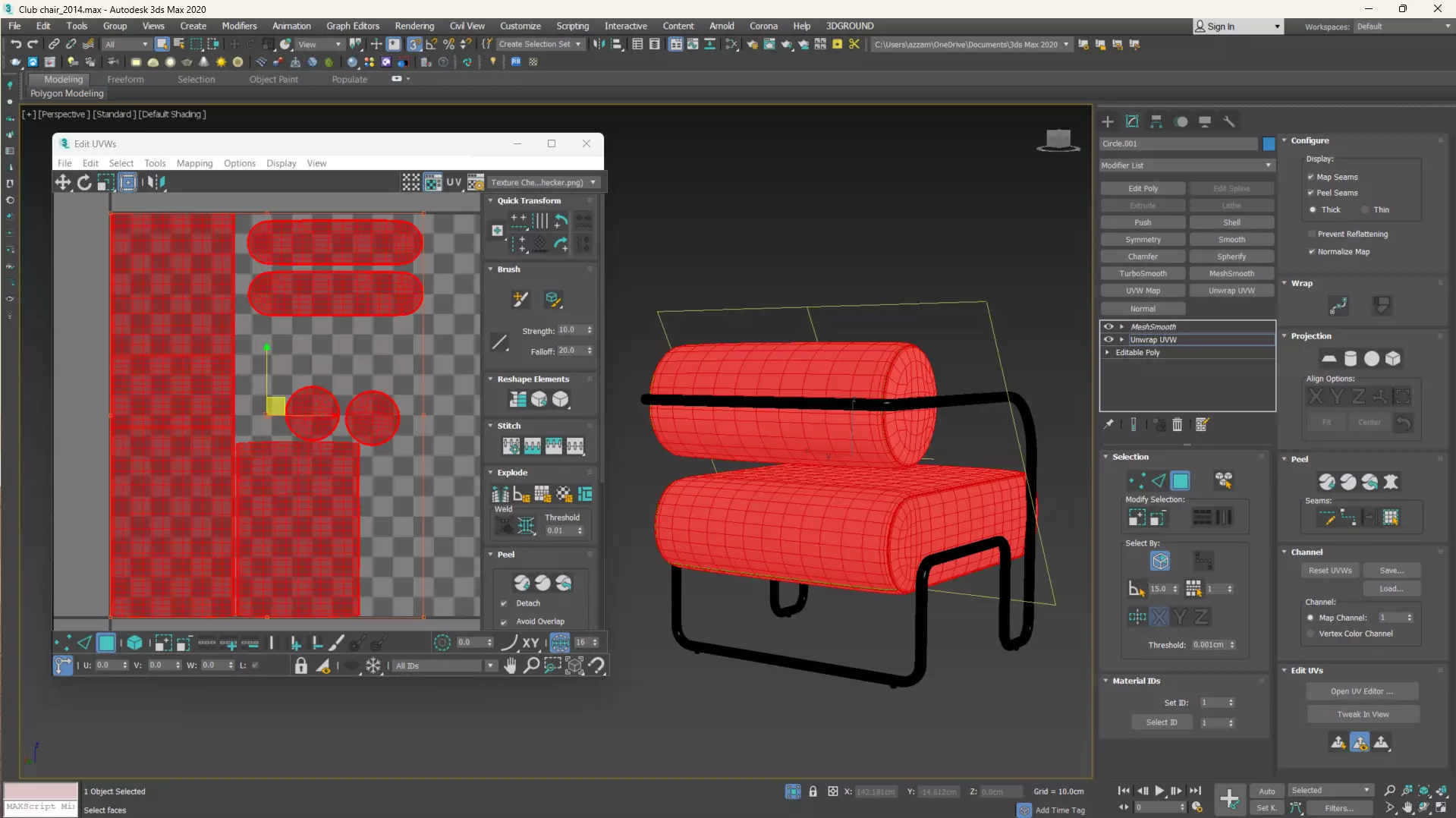 Club Chair in Como by Kelly Wearstler Low-poly 3D model_18