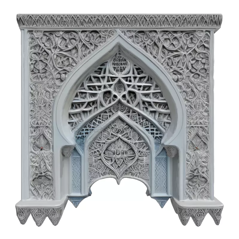 Ornate Islamic Architectural Arch Panel Low-poly 3D model_4