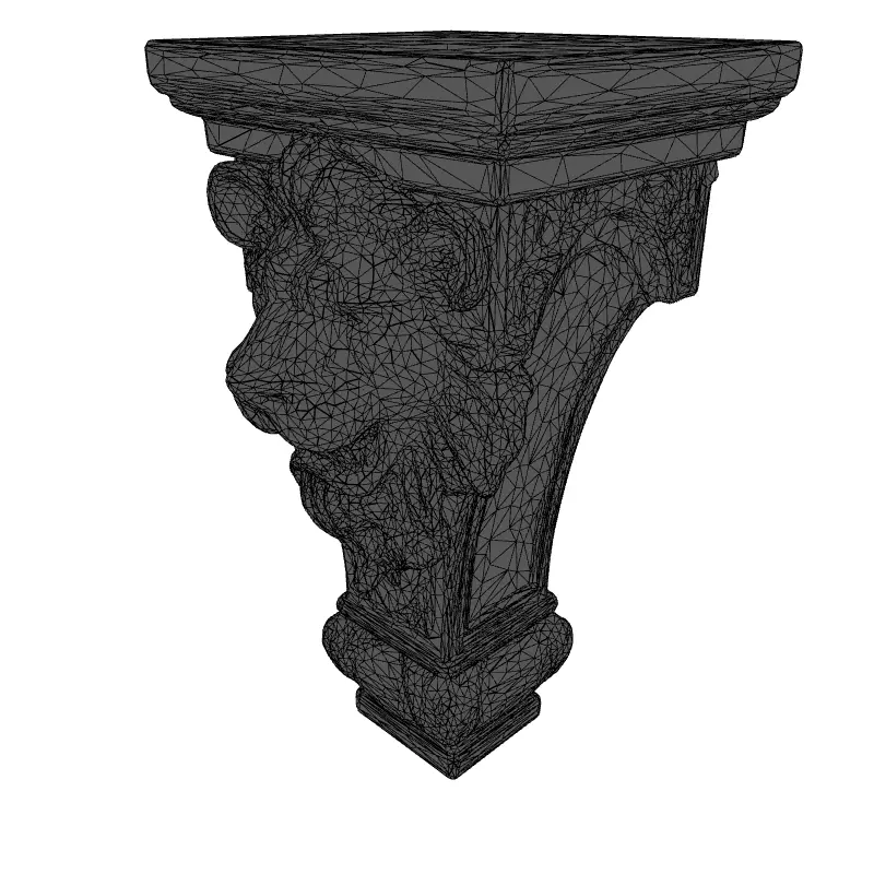 Marble Lion Head Architectural Corbel Low-poly 3D model_9