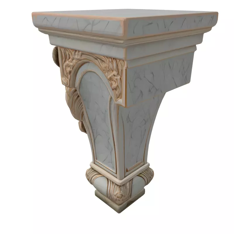 Marble Lion Head Architectural Corbel Low-poly 3D model_5
