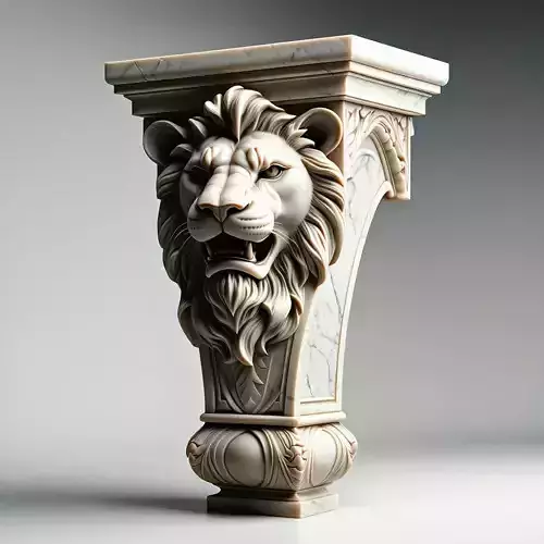 Marble Lion Head Architectural Corbel Low-poly 3D model